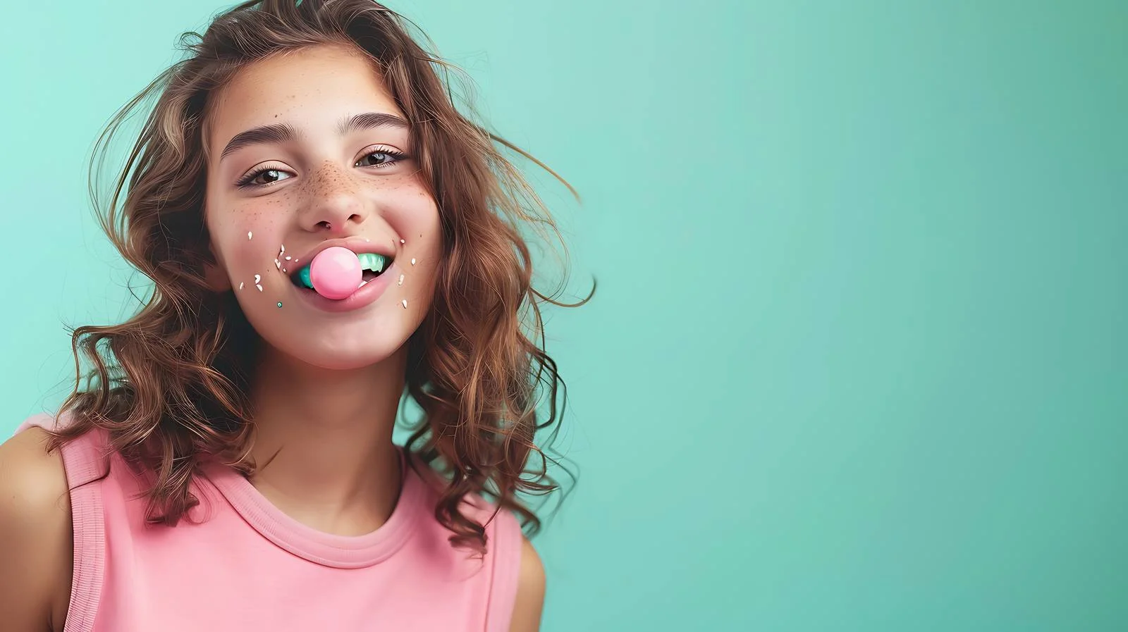 Stylish Woman Skating with Chewing Gum — free download from Dotvec