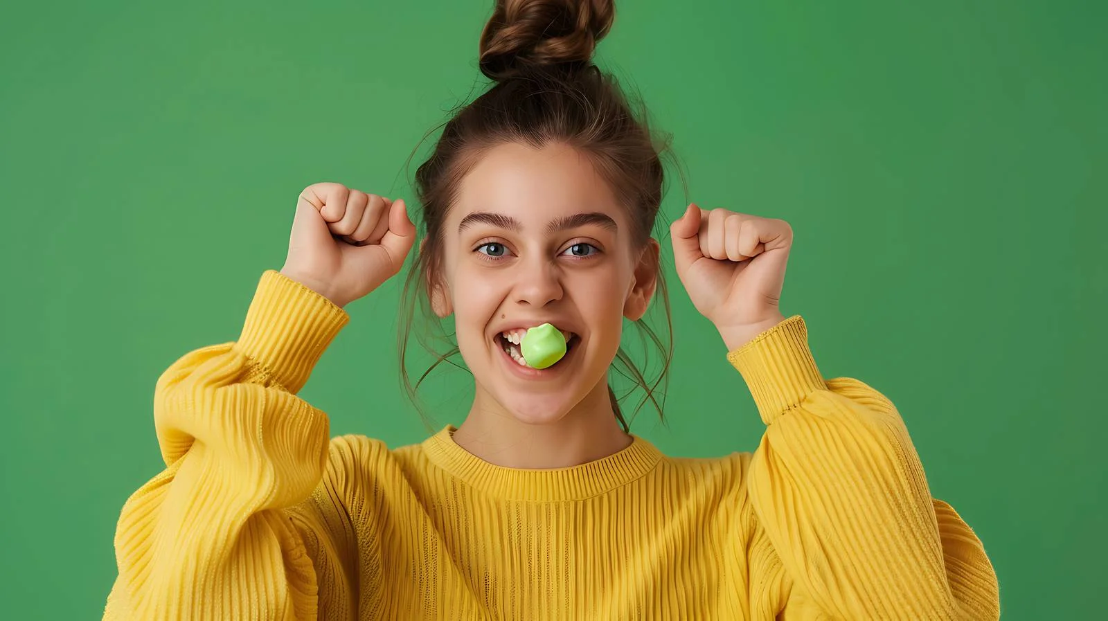 Confident Woman with Chewing Gum Success — free download from Dotvec