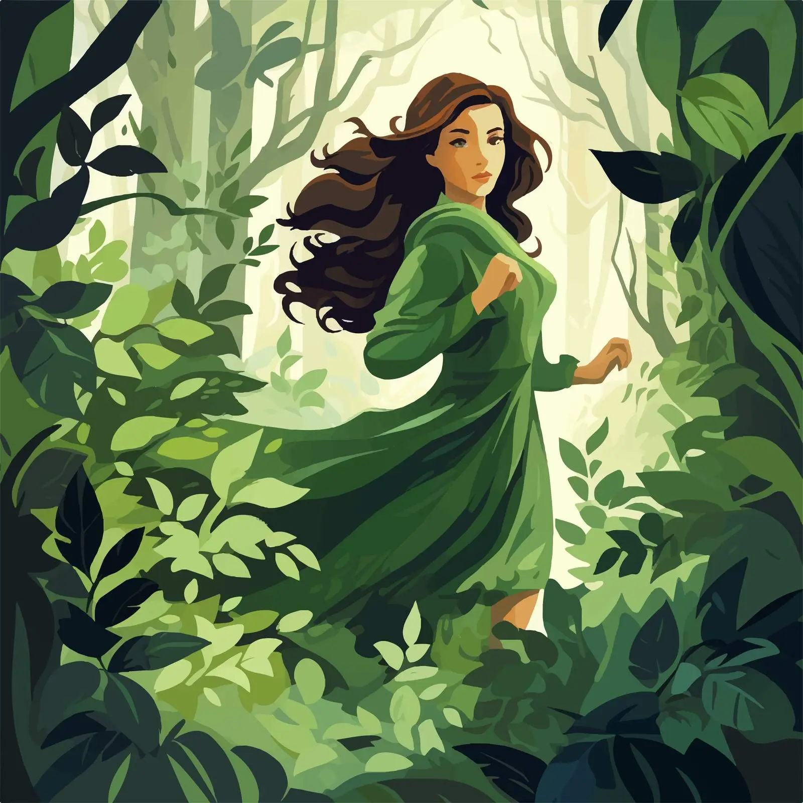 Young Woman with Long Brunette Hair in Wind — free download from Dotvec