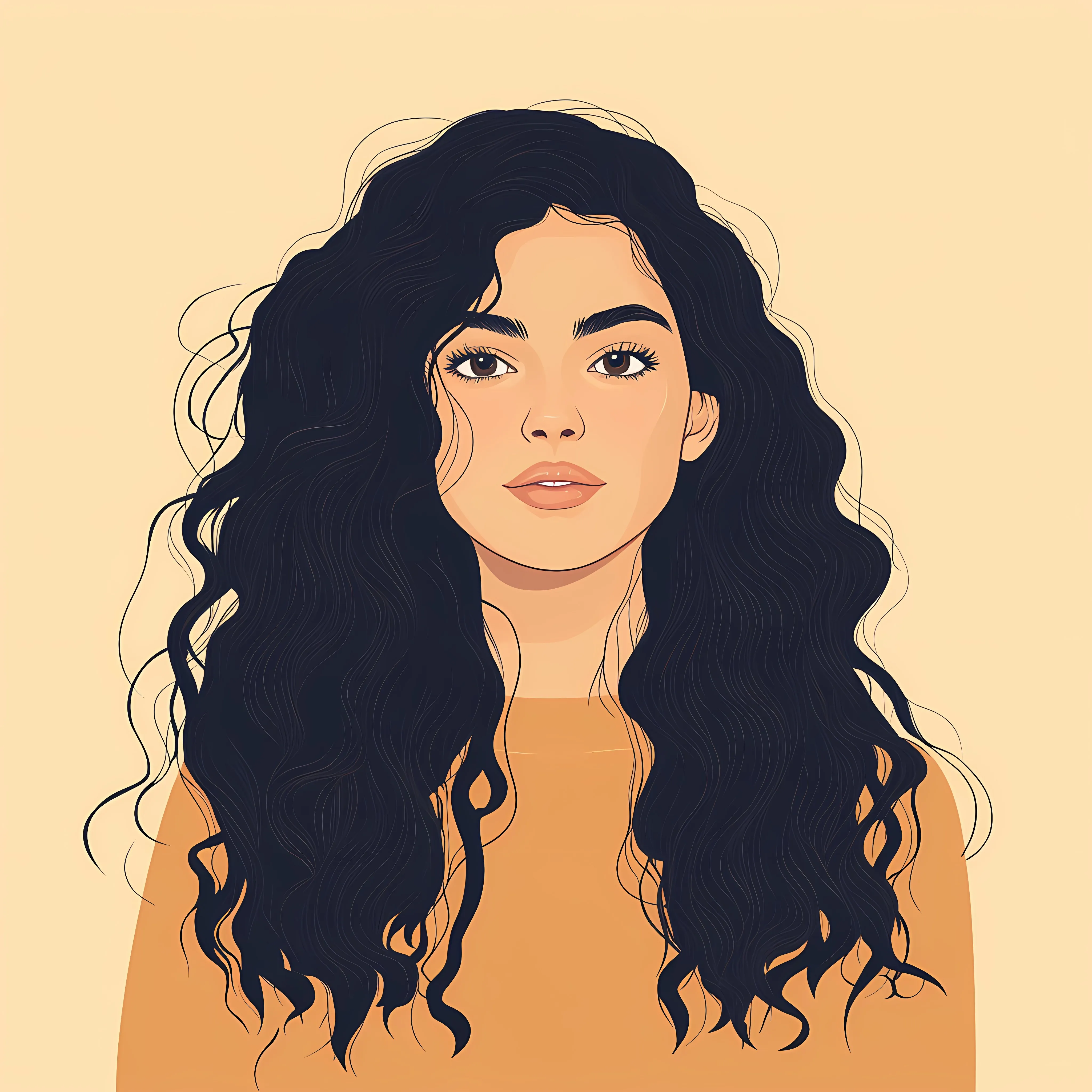 Beautiful Young Woman with Long Curly Hair Indoors — free download from Dotvec