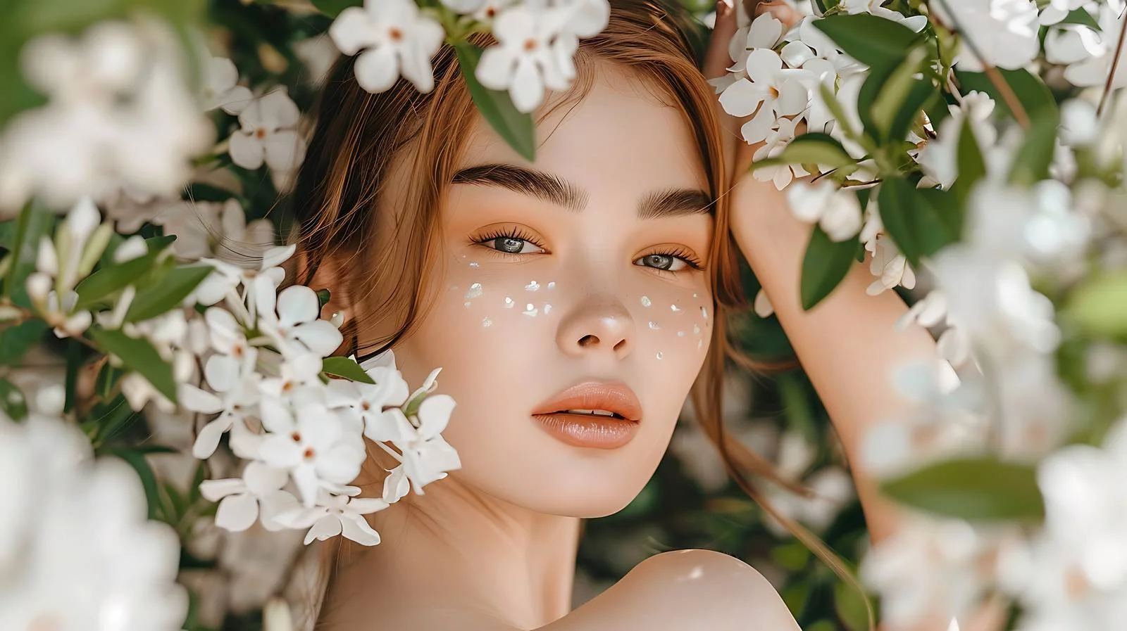 Graceful Woman with Makeup in Lush Park — free download from Dotvec