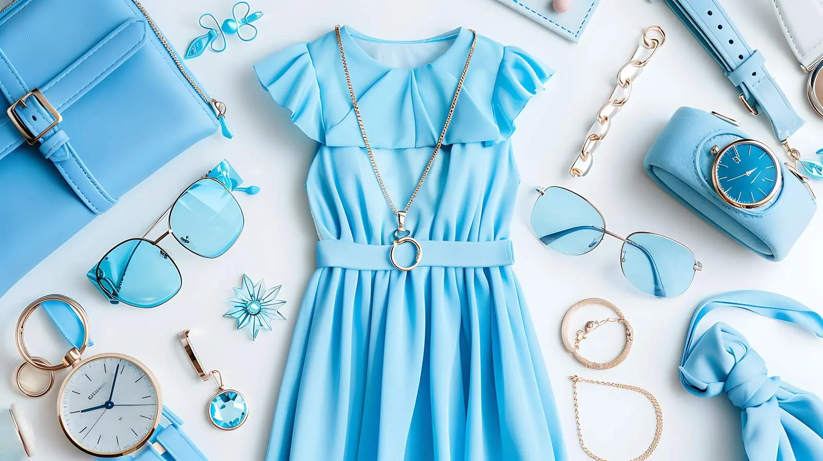 Fashionable Woman's Fashion and Accessories in Blue – free model image from Dotvec