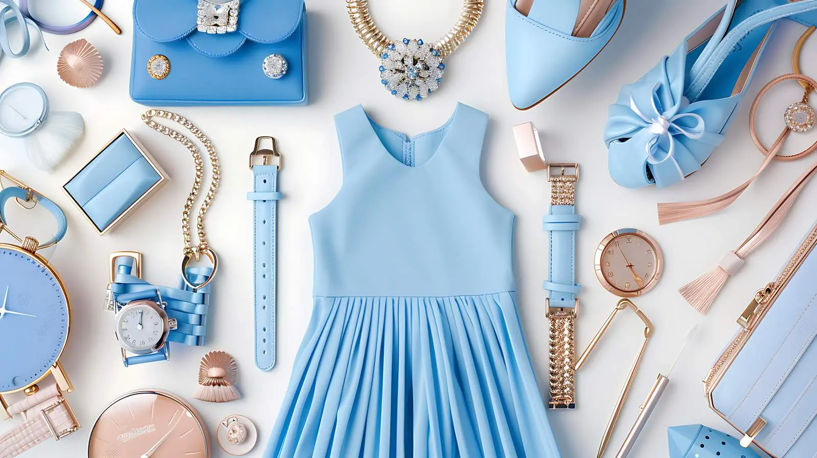 Stylish Woman's Clothing and Accessories in Blue — free download from Dotvec