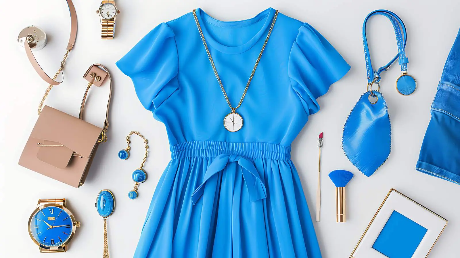 Elegant Woman's Fashion and Accessories in Blue — free download from Dotvec