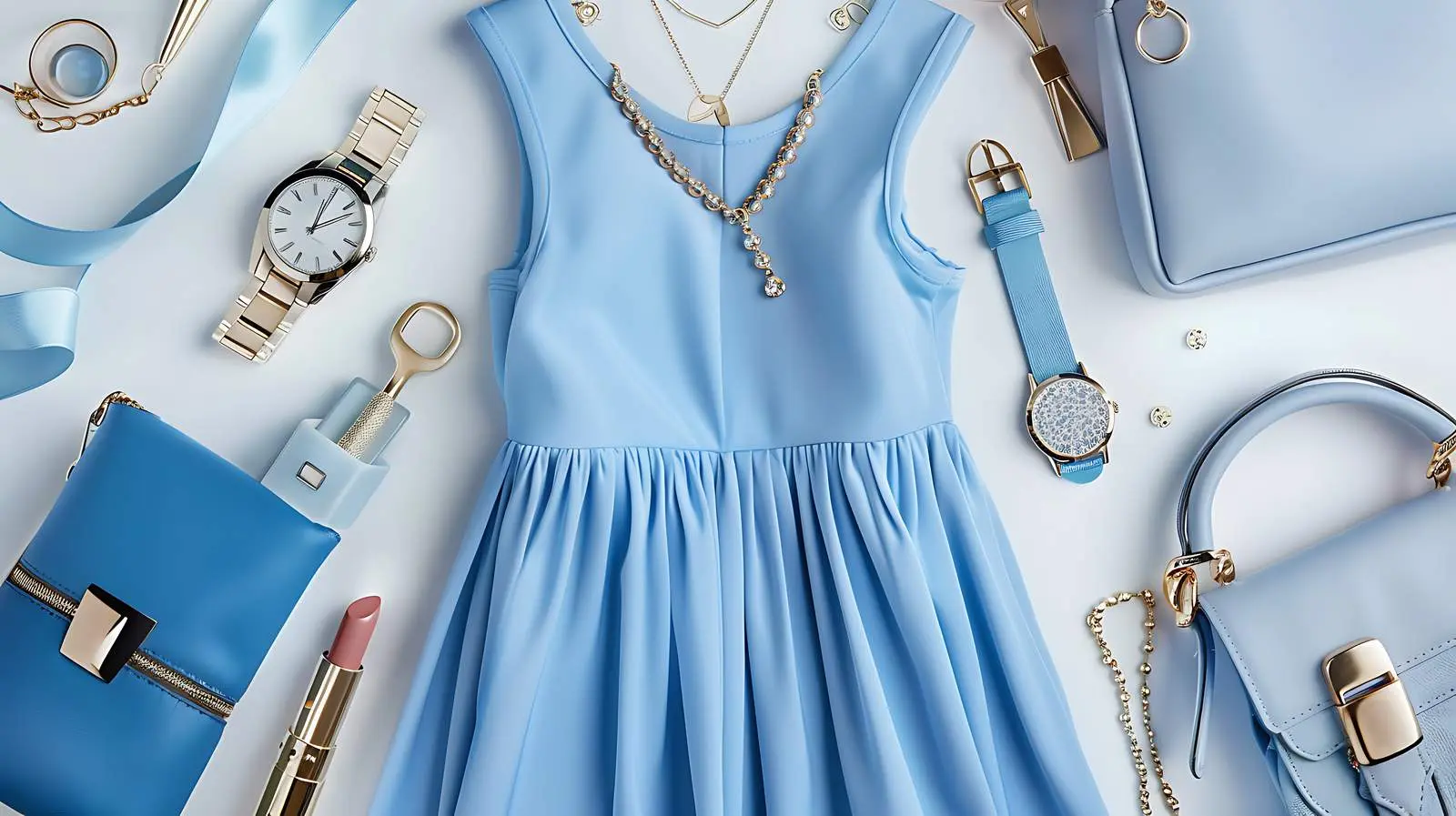 Stylish Woman's Outfit and Accessories in Blue — free download from Dotvec
