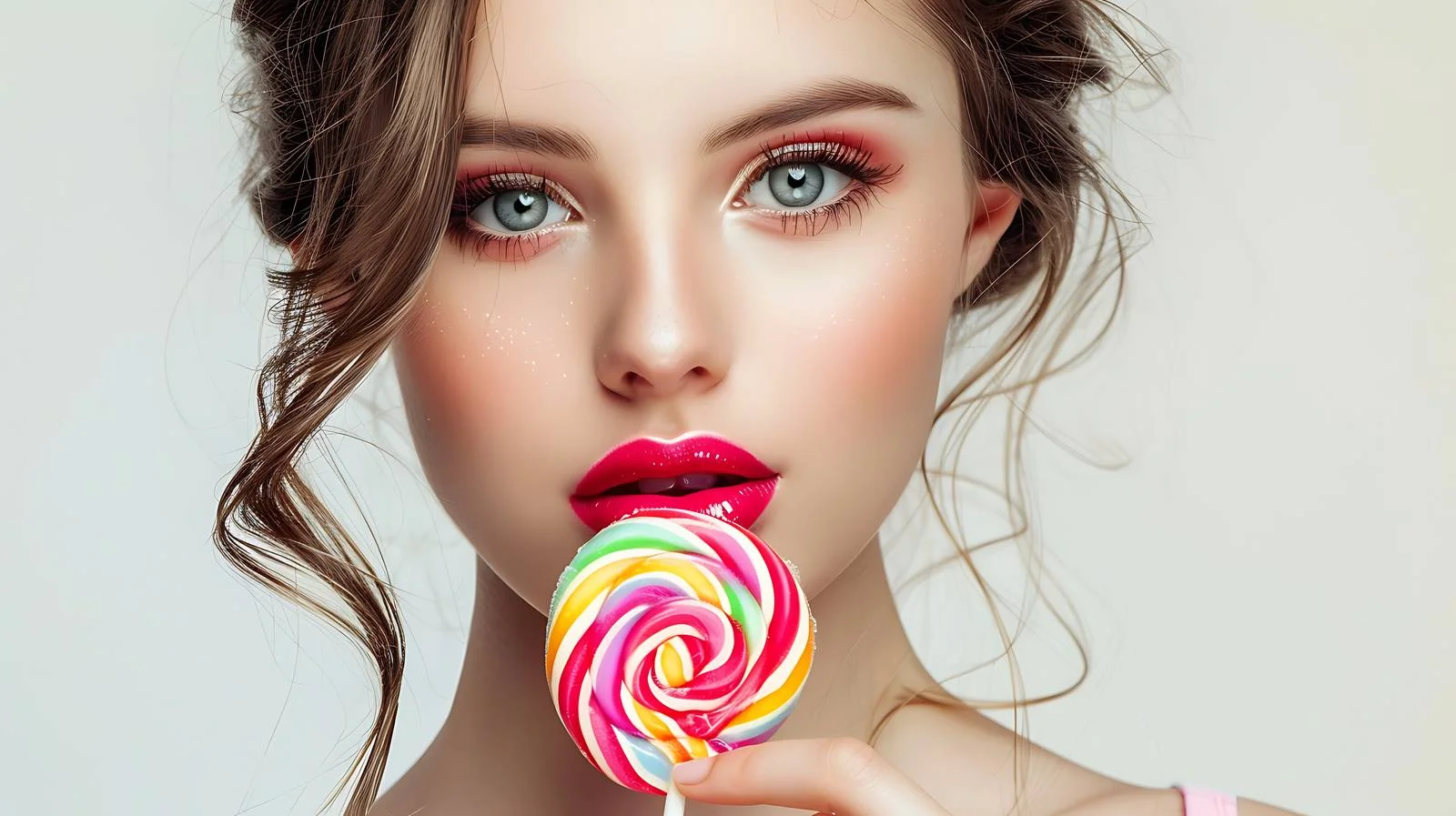 Fashion Model with Colorful Lollipop — free download from Dotvec
