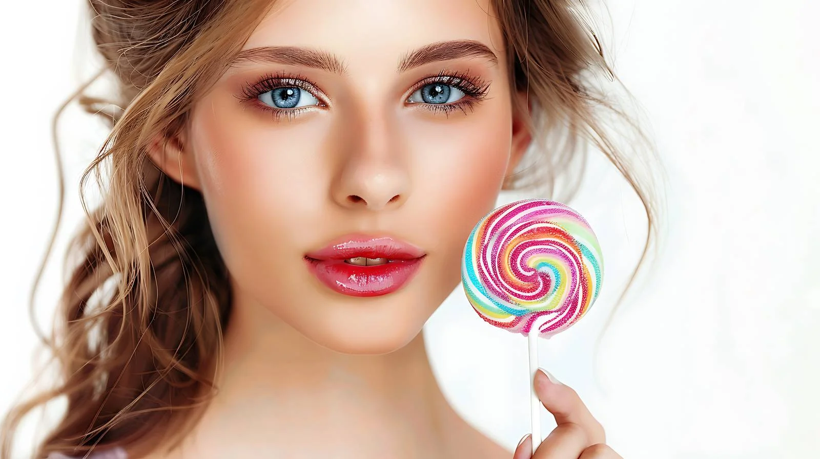 Fashion Model with Colorful Lollipop — free download from Dotvec