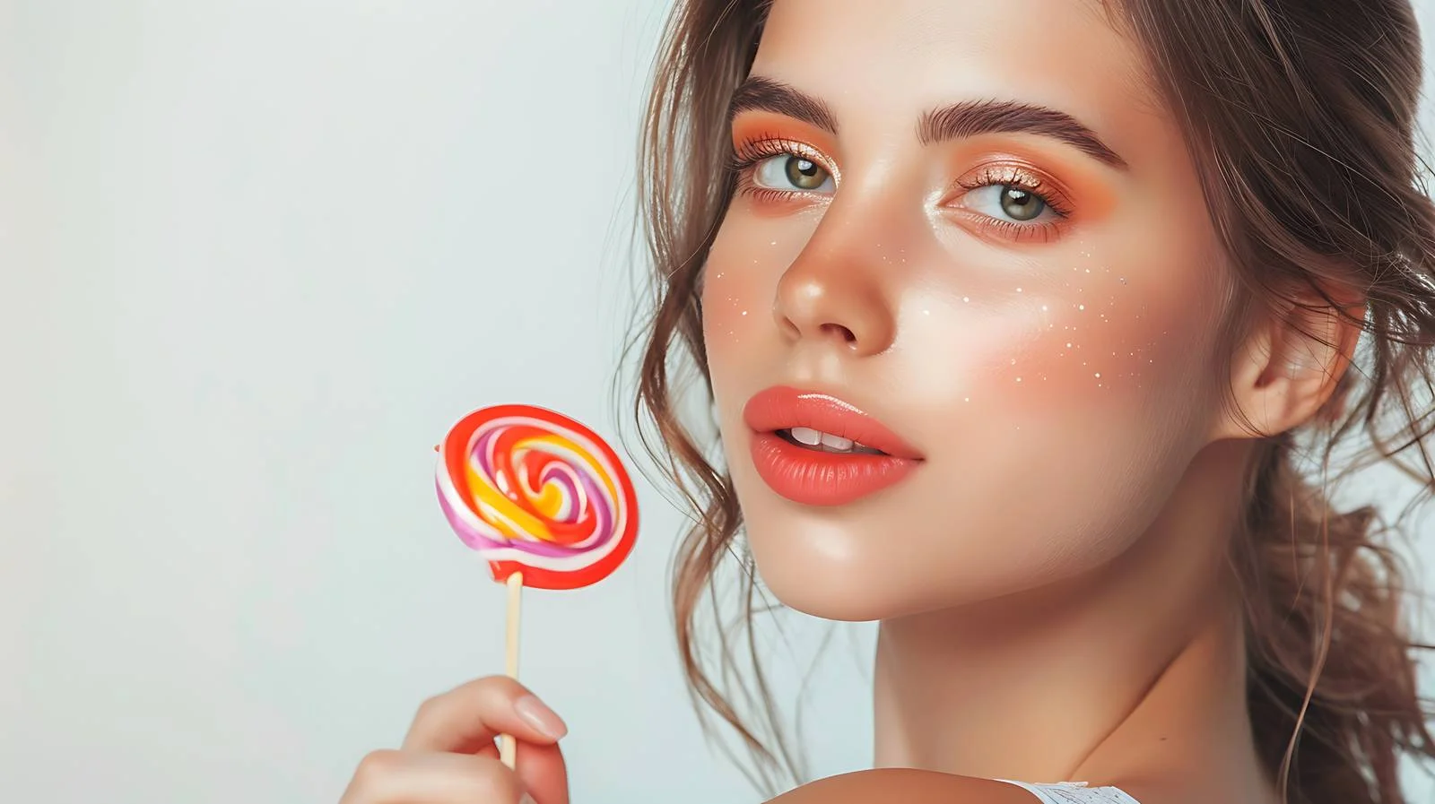 Fashion Model with Colorful Lollipop — free download from Dotvec