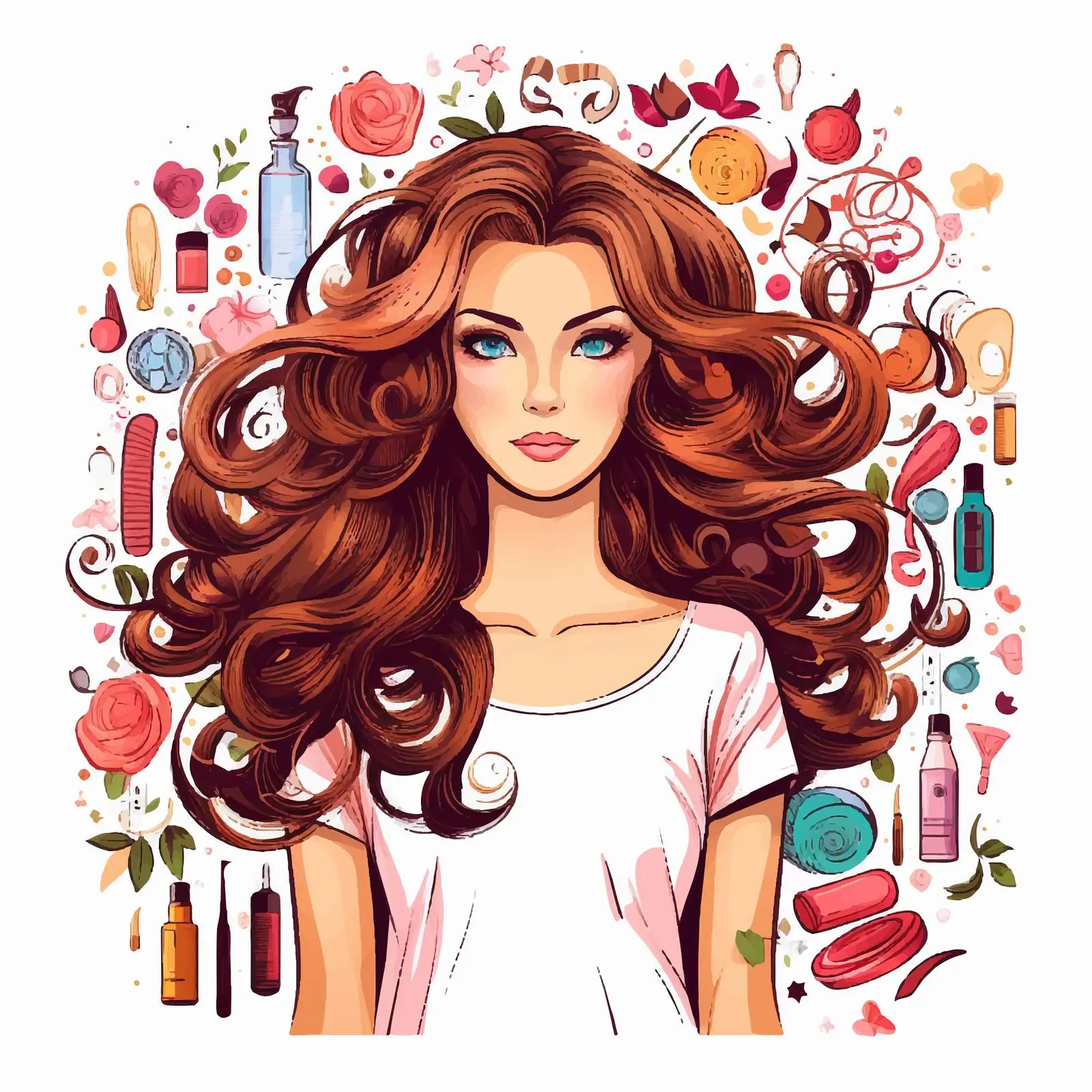 Beautiful Girl with Long Curls - Hair Stylist – free long image from Dotvec