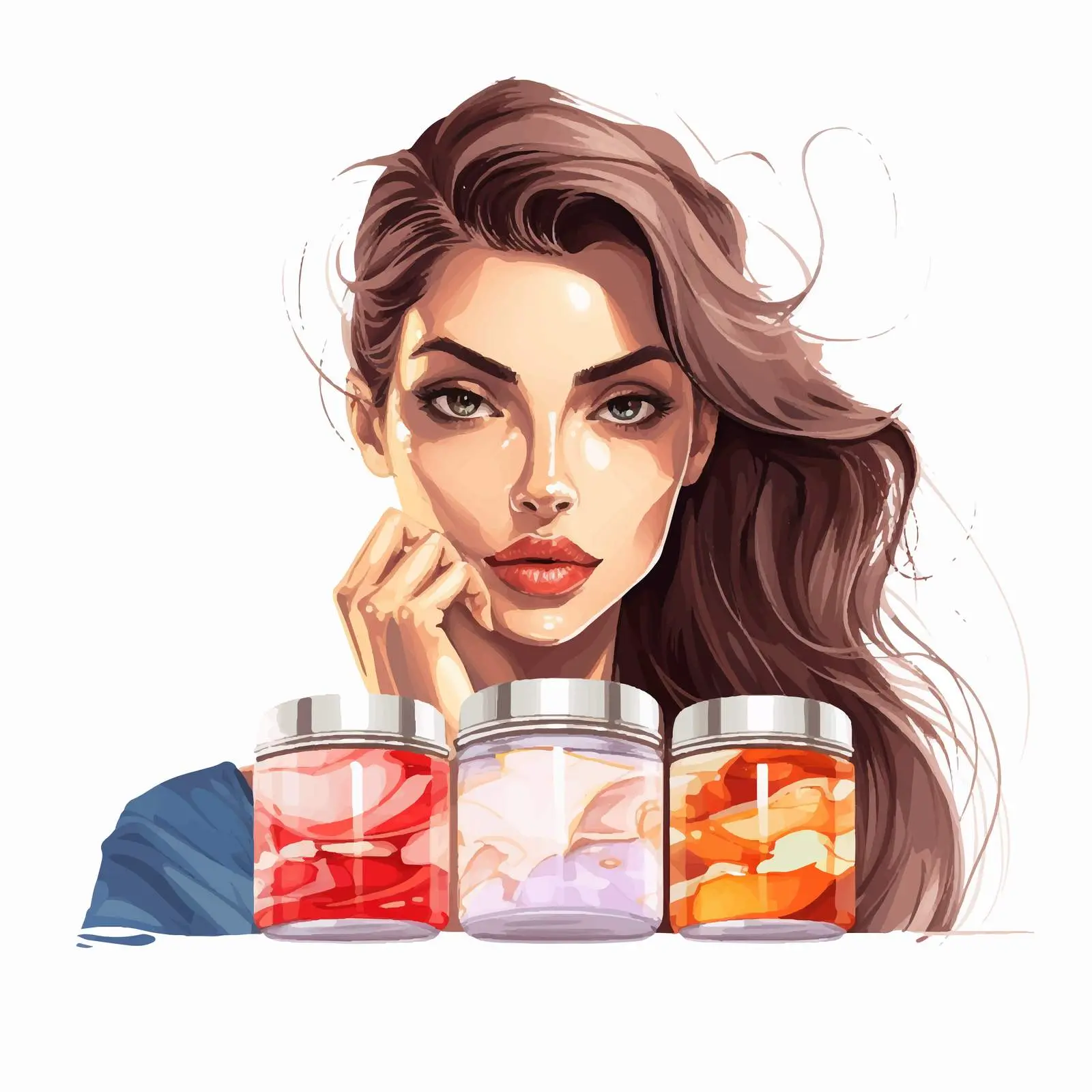 Beautiful Girl with Creams and Skincare Products – free facial care image from Dotvec