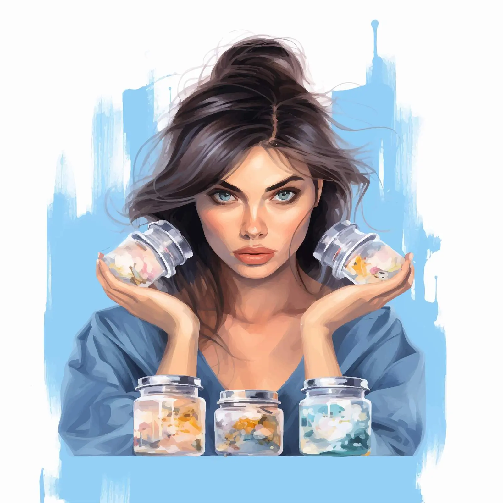 Beautiful Girl with Creams Illustration — free download from Dotvec