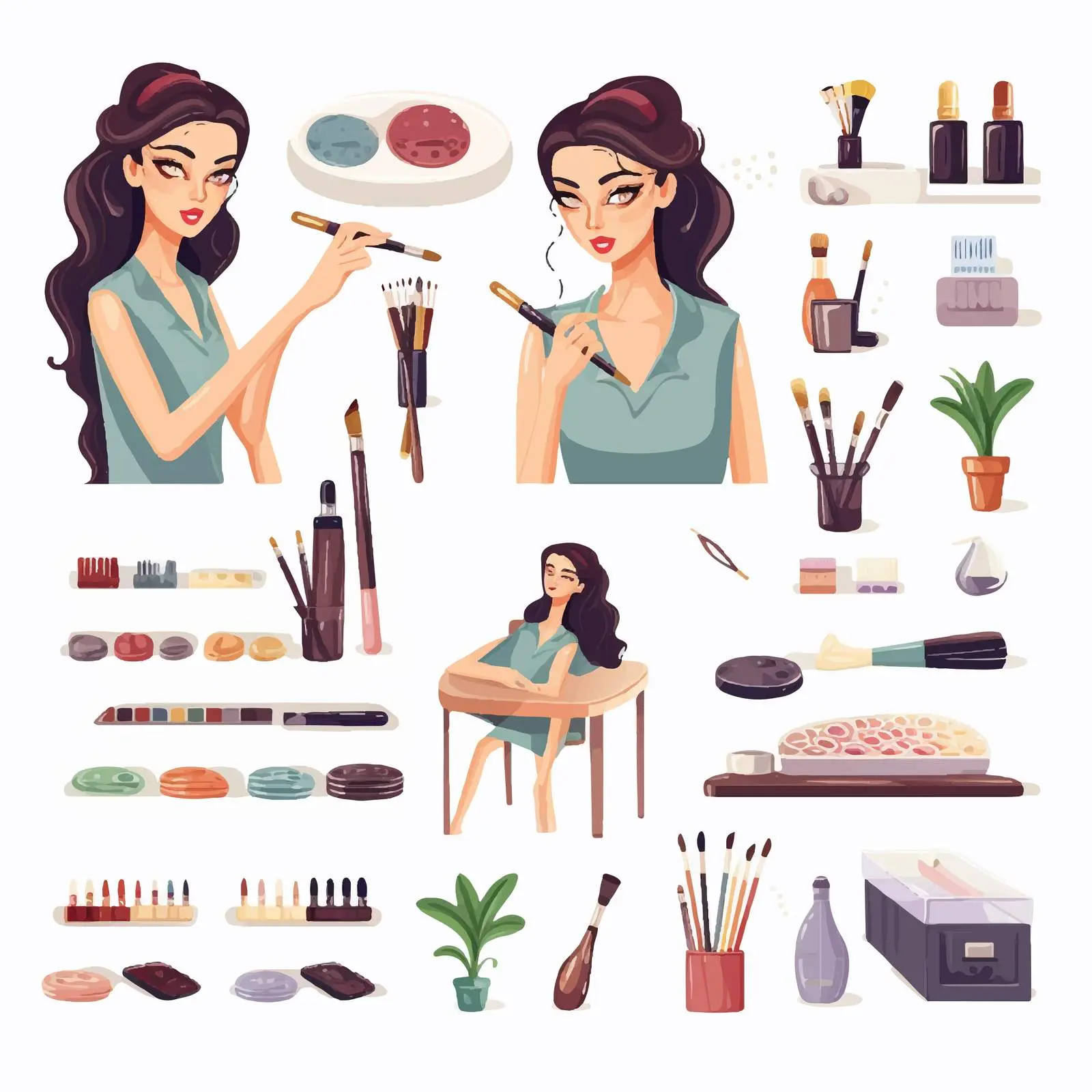Nail Art Process Cartoon Vector Illustration – free sketch illustration image from Dotvec