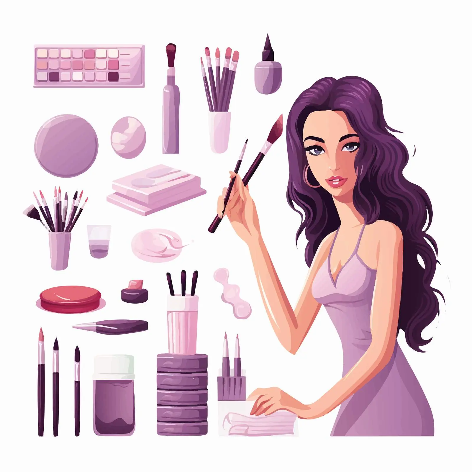 Nail Art Accessories Work Process Vector Illustration — free download from Dotvec