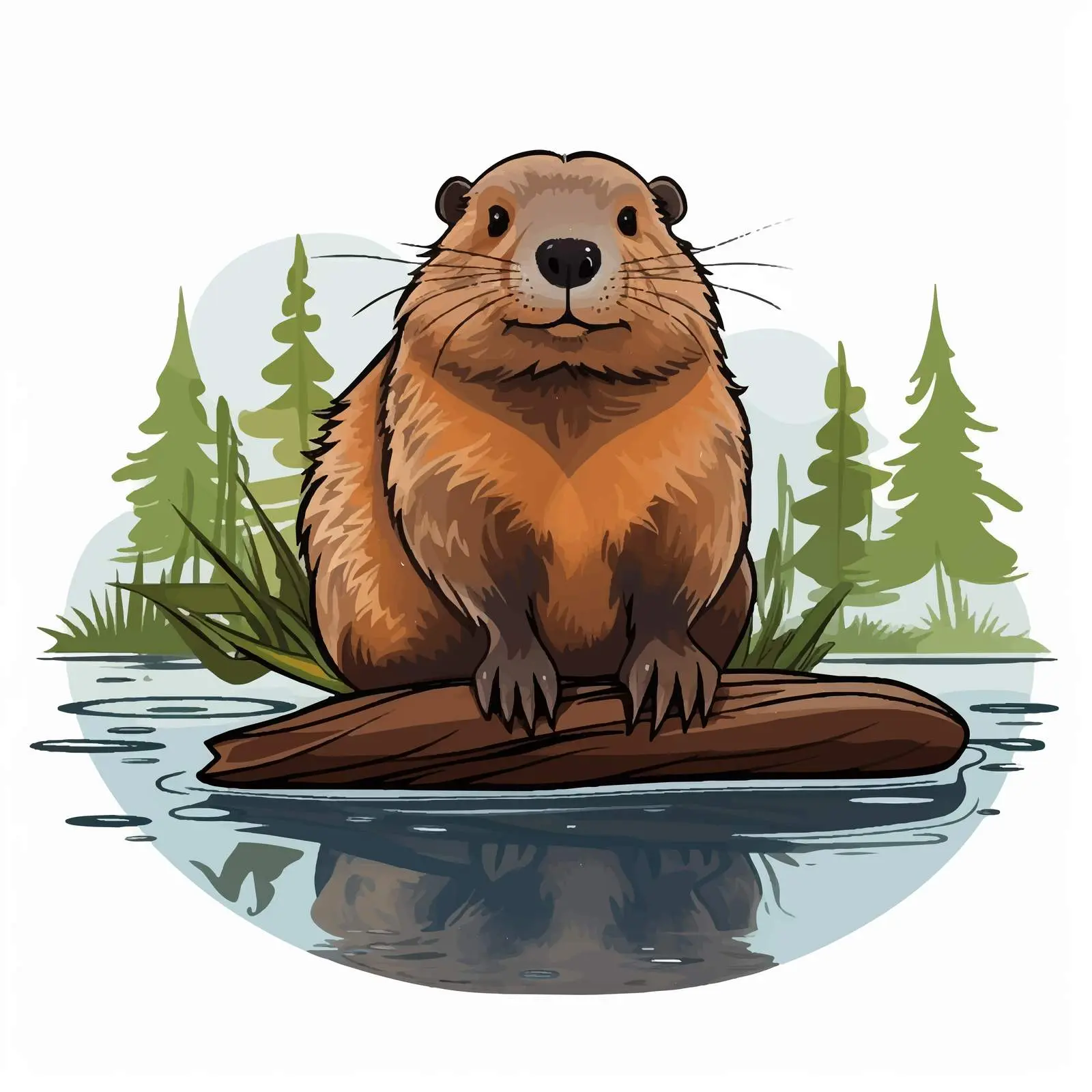 Beaver Vector Illustration on White Background – free forest life image from Dotvec