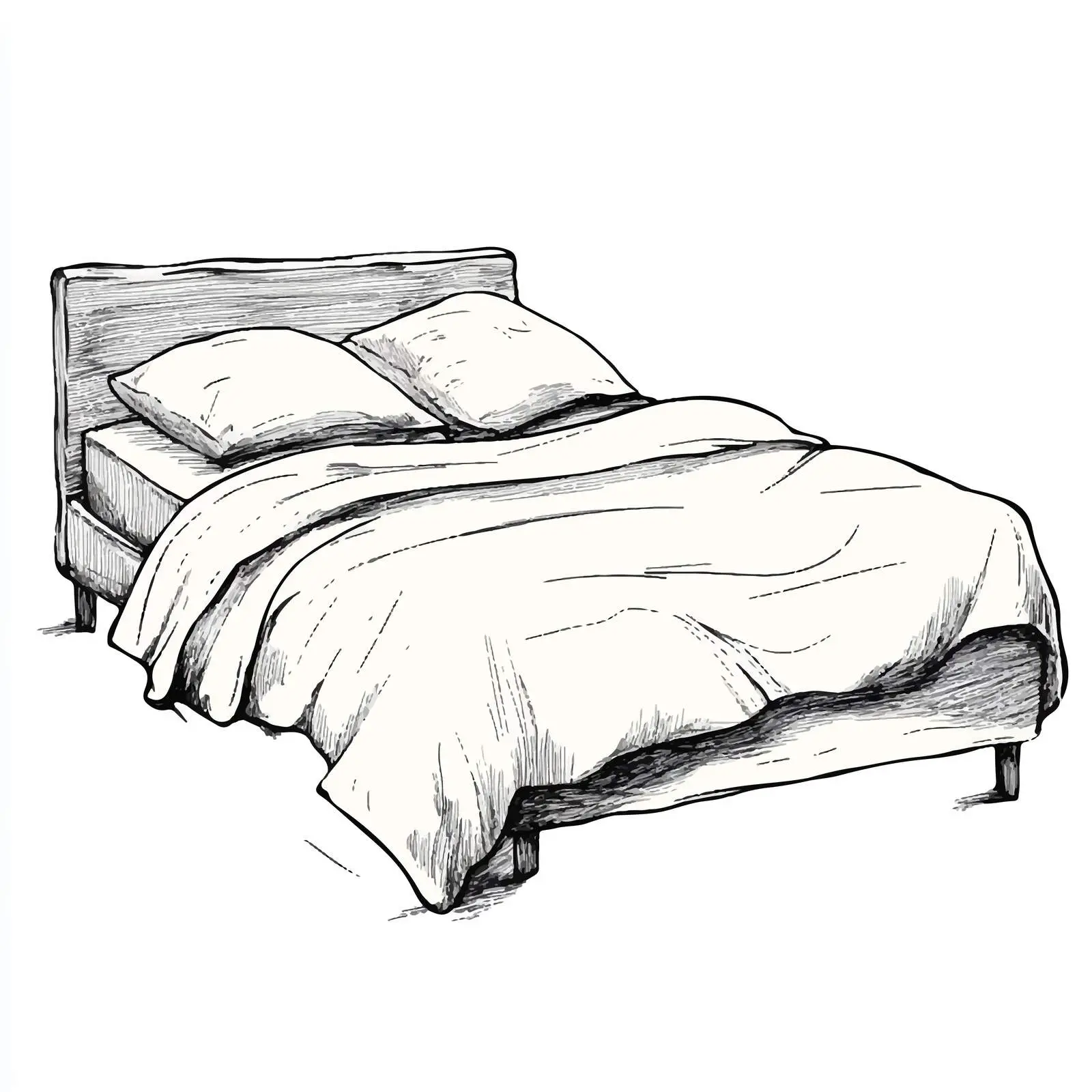 Black and White Cartoon Bed Vector — free download from Dotvec