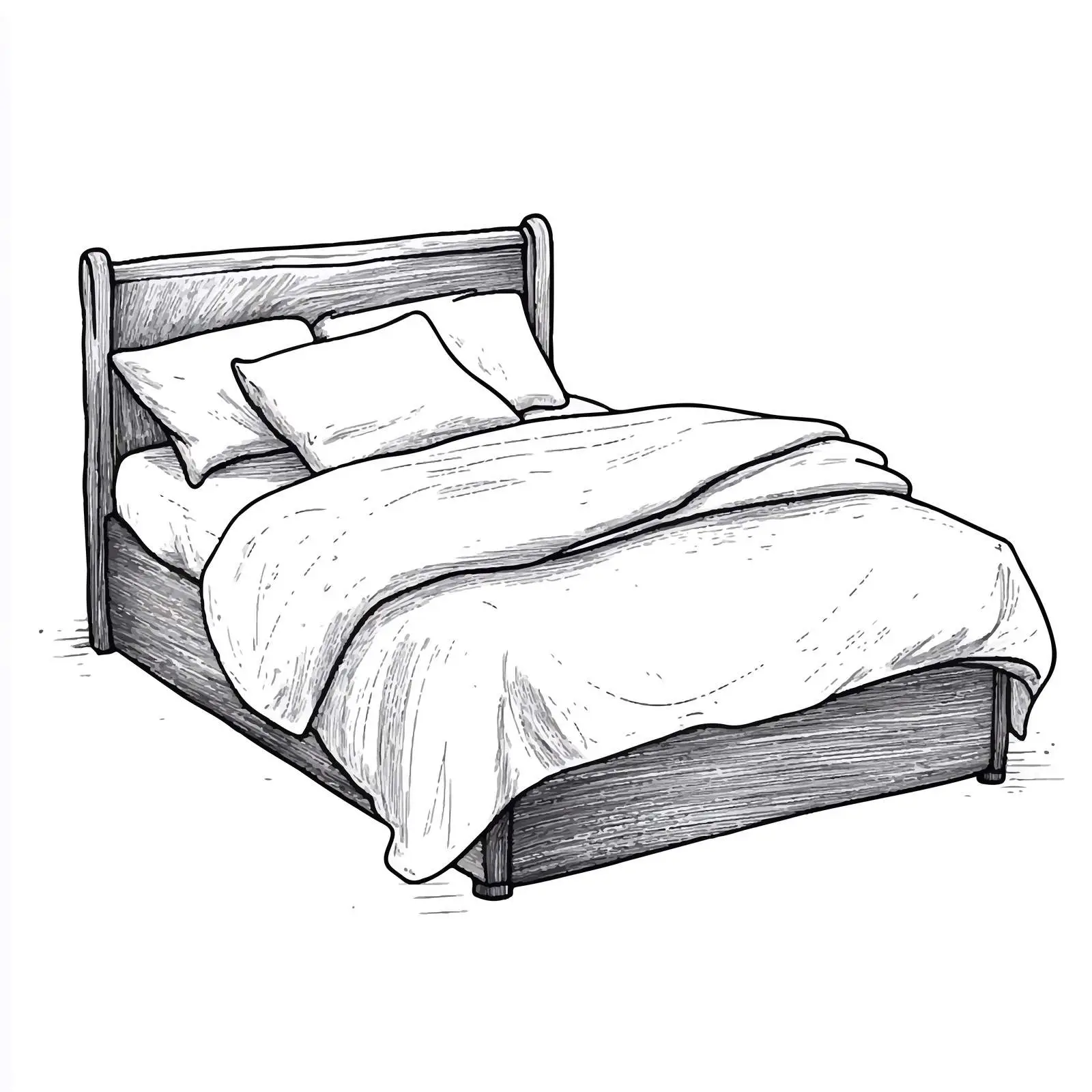 Black and White Cartoon Bed Illustration — free download from Dotvec
