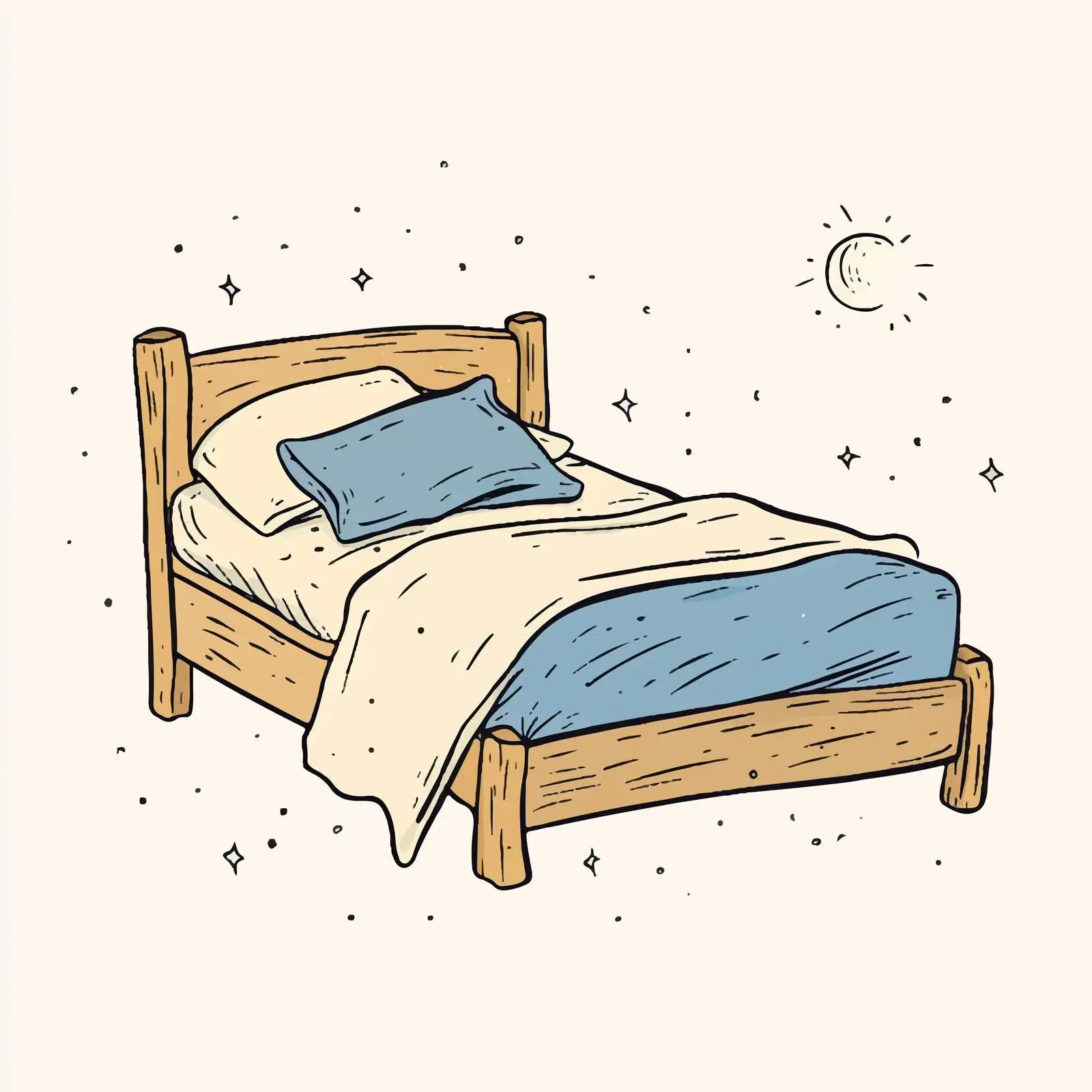 Hand Drawn Bed Cartoon Illustration — free download from Dotvec