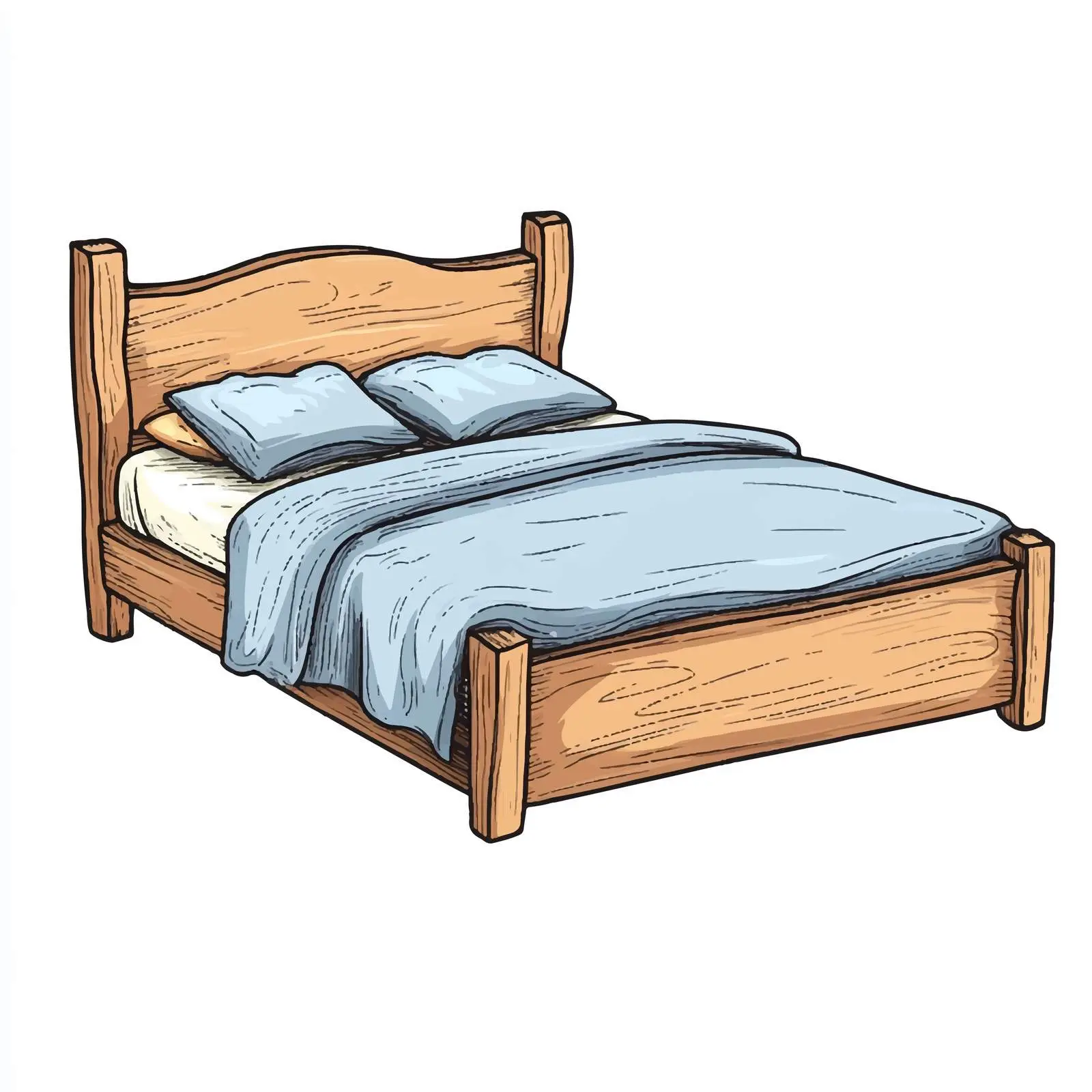 Hand-Drawn Bed Vector Illustration — free download from Dotvec