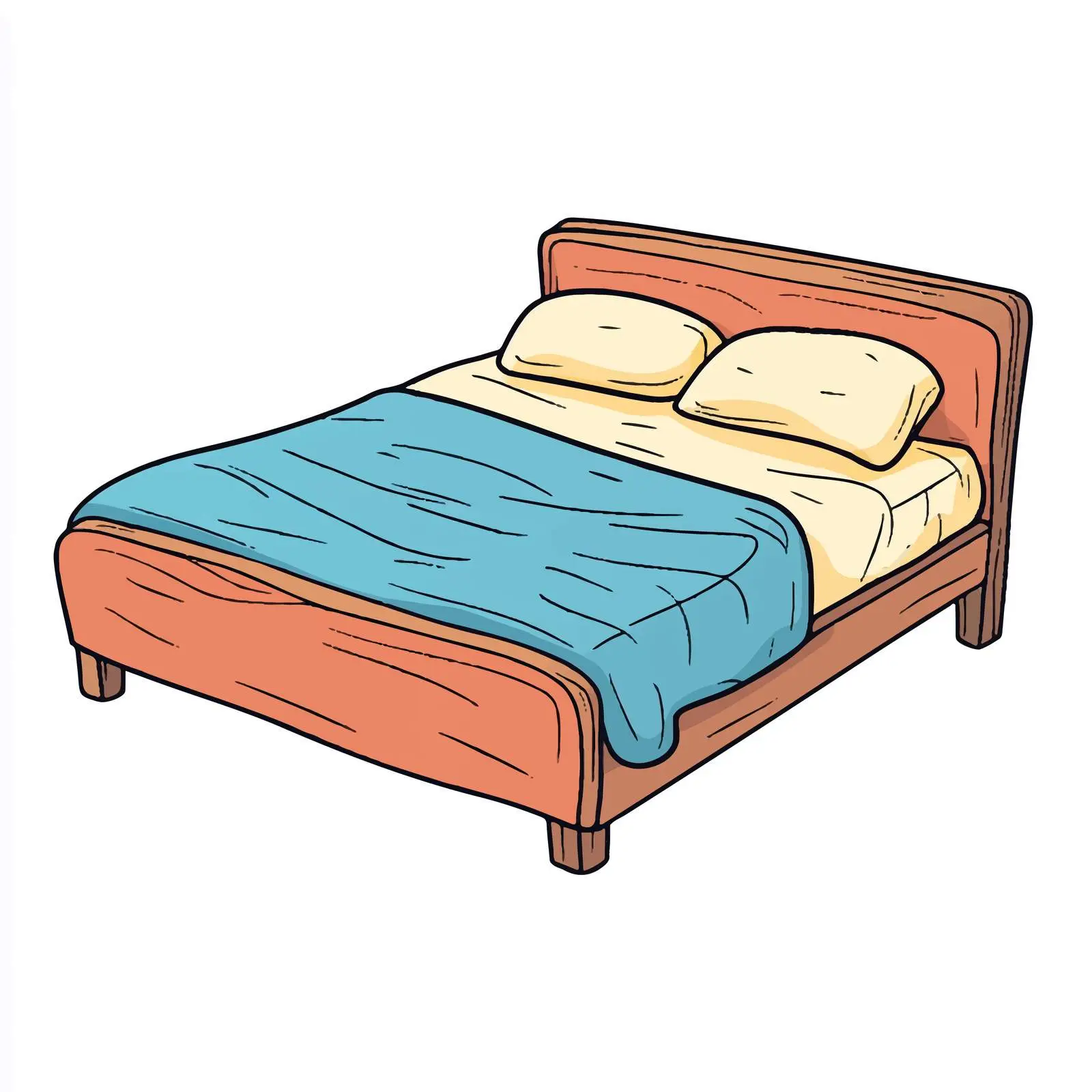 Hand-Drawn Cartoon Bed Vector — free download from Dotvec