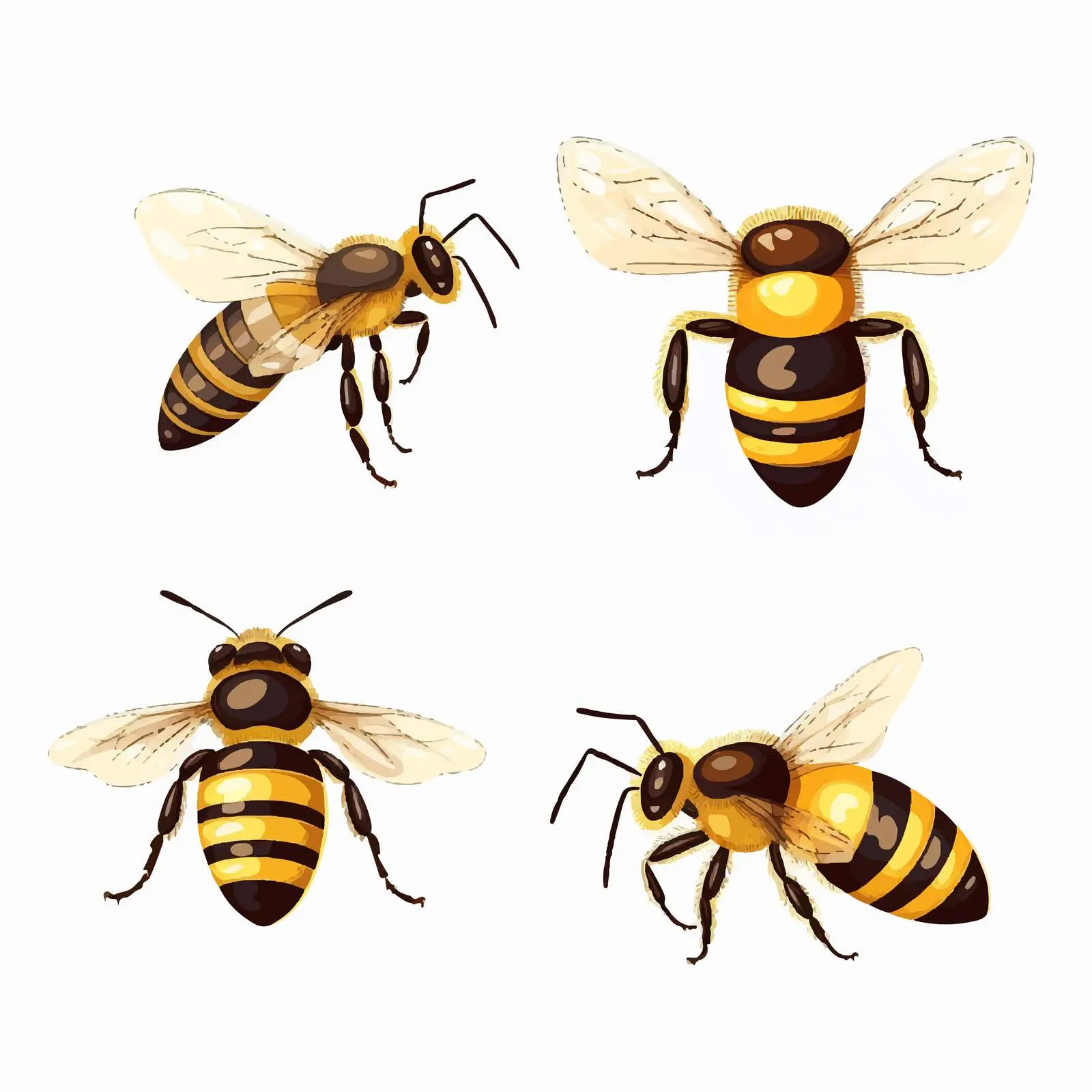 Bee Line Vector Illustration on White Background – free insect vector image from Dotvec