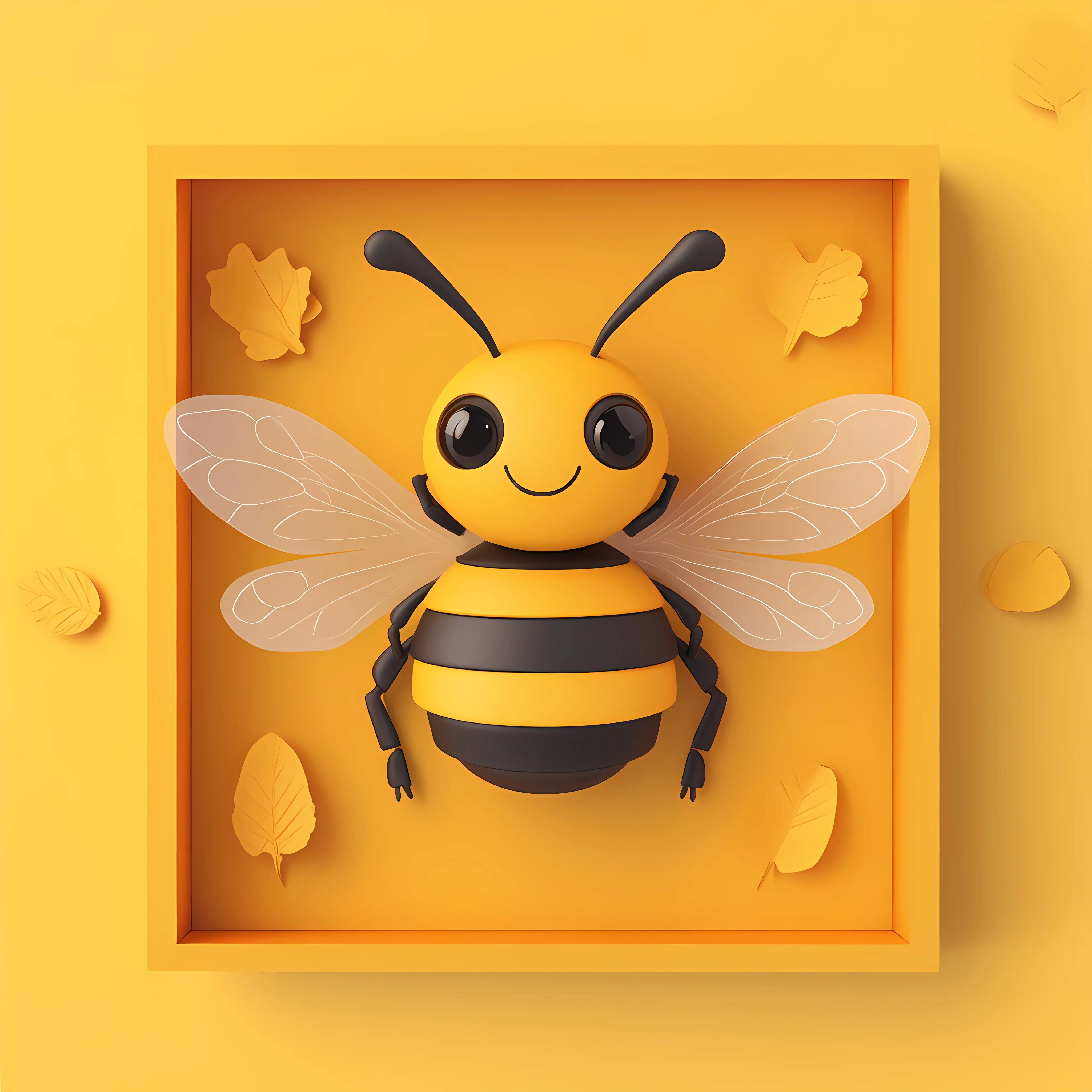 Cute 3D Cartoon Bee Die-Cut Background — free download from Dotvec