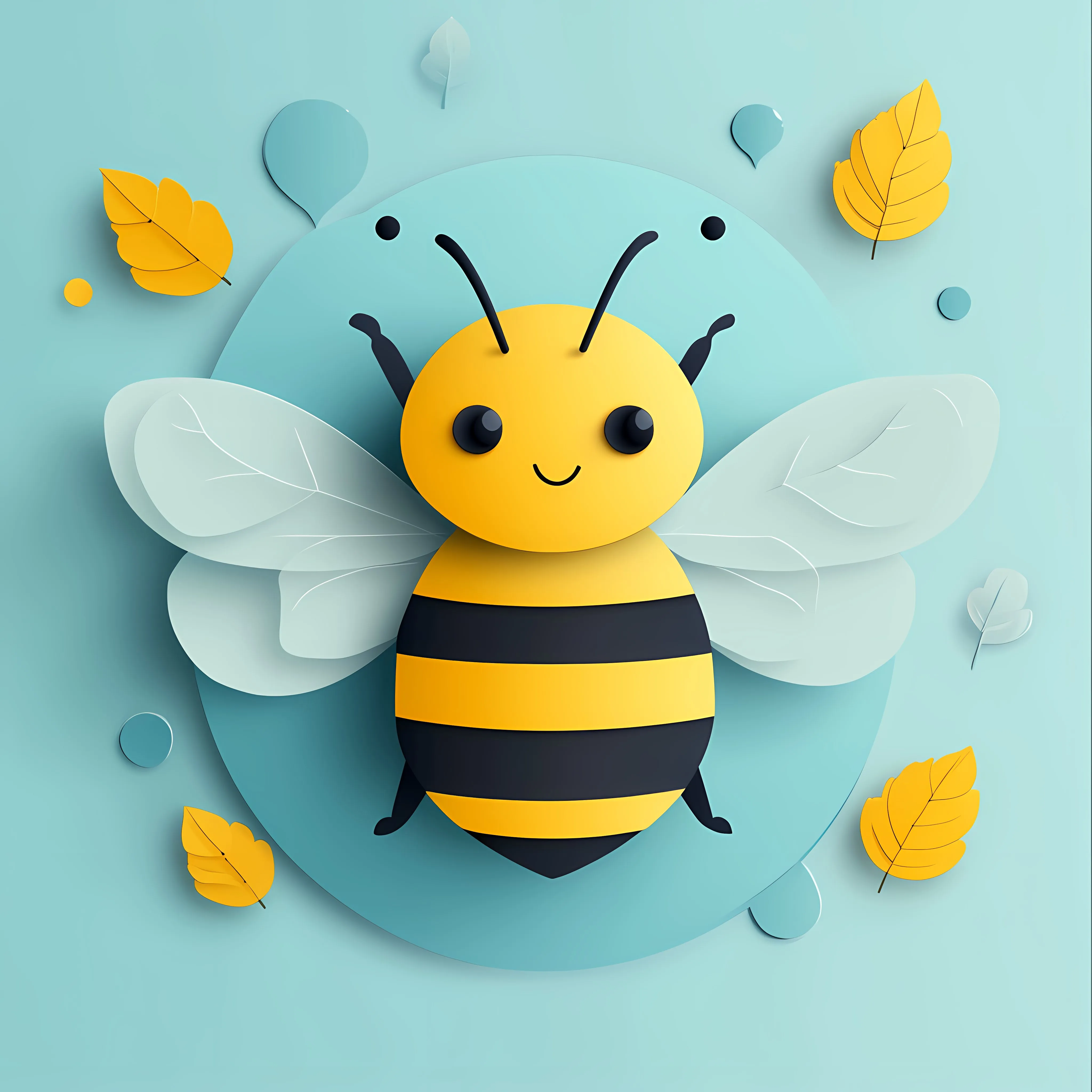 Cute 3D Cartoon Bee Die-Cut Design — free download from Dotvec