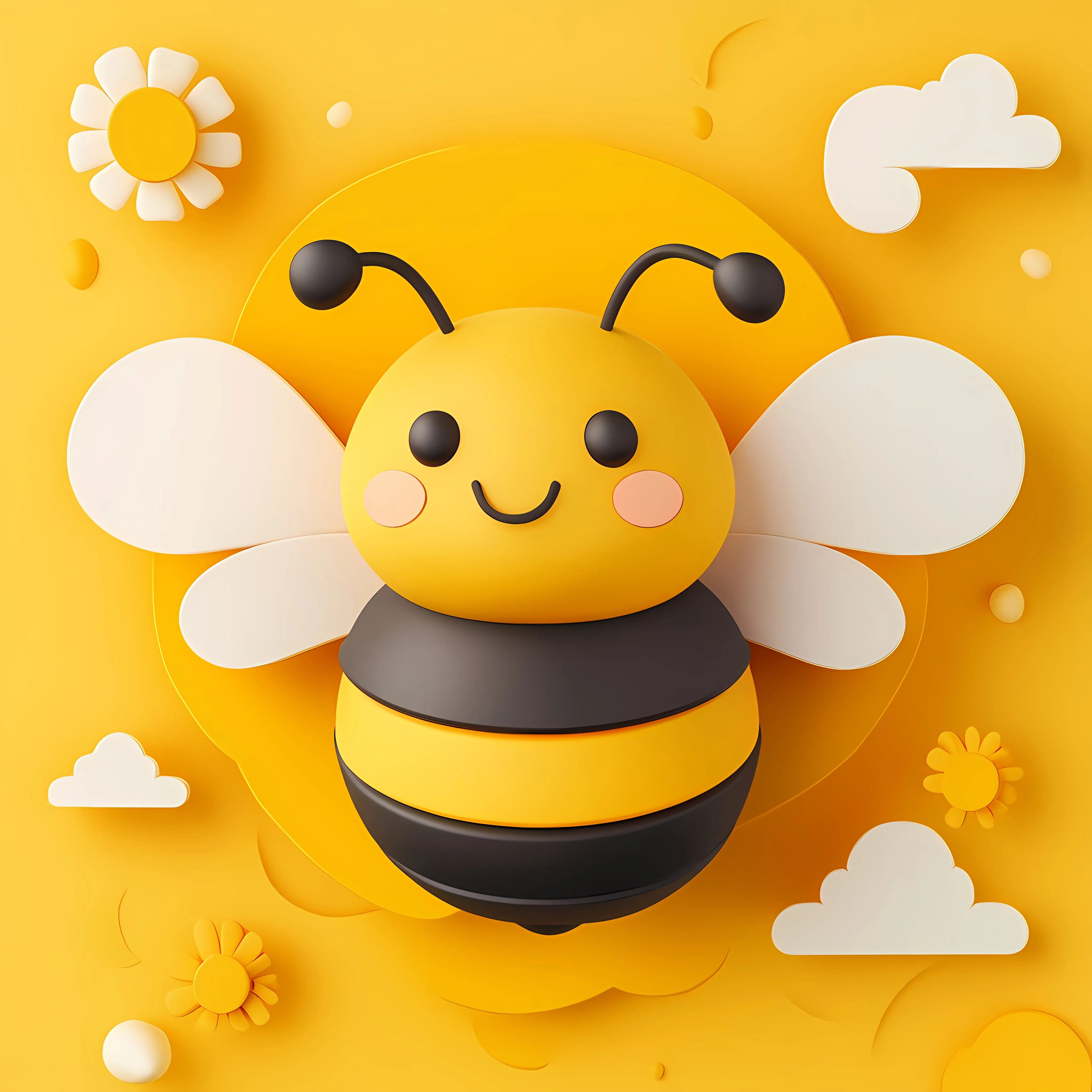 Cute Cartoon 3D Bee Die-Cut Background — free download from Dotvec