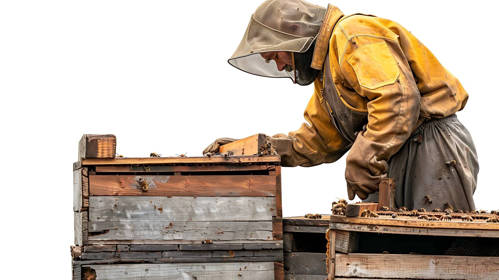 Beekeeper relocating beehives to new area — free download from Dotvec