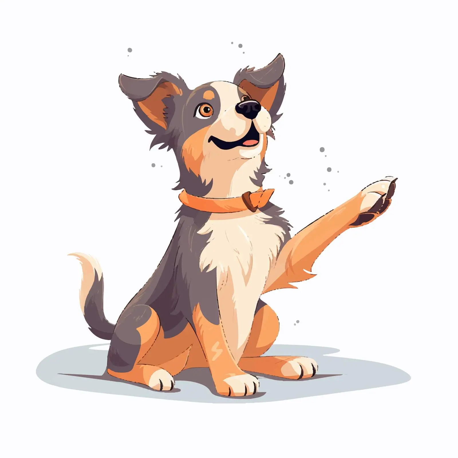 Begging Dog with Paw Raised and Body Stretched – free etched image from Dotvec