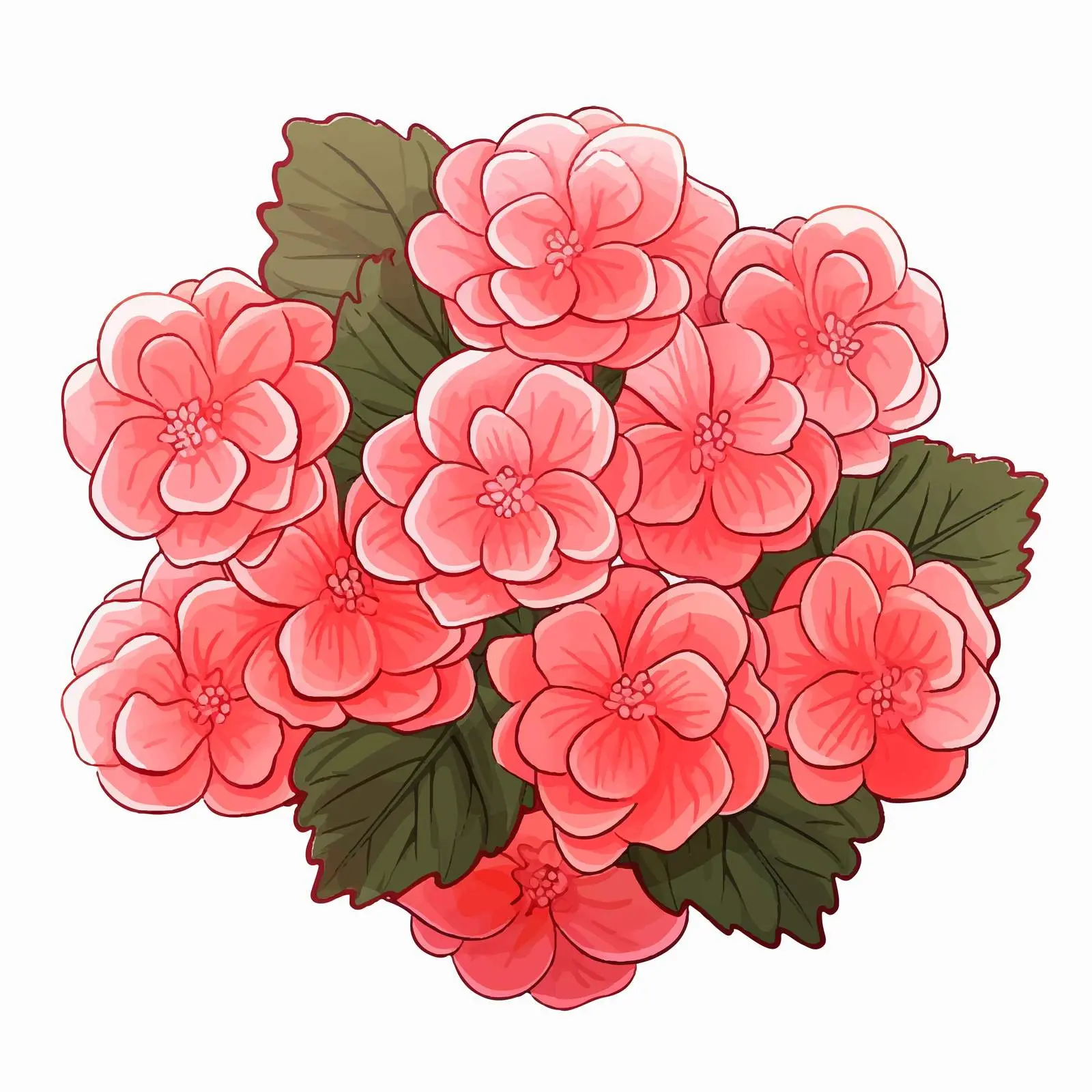 Begonia Flower Line Art Vector Illustration — free download from Dotvec