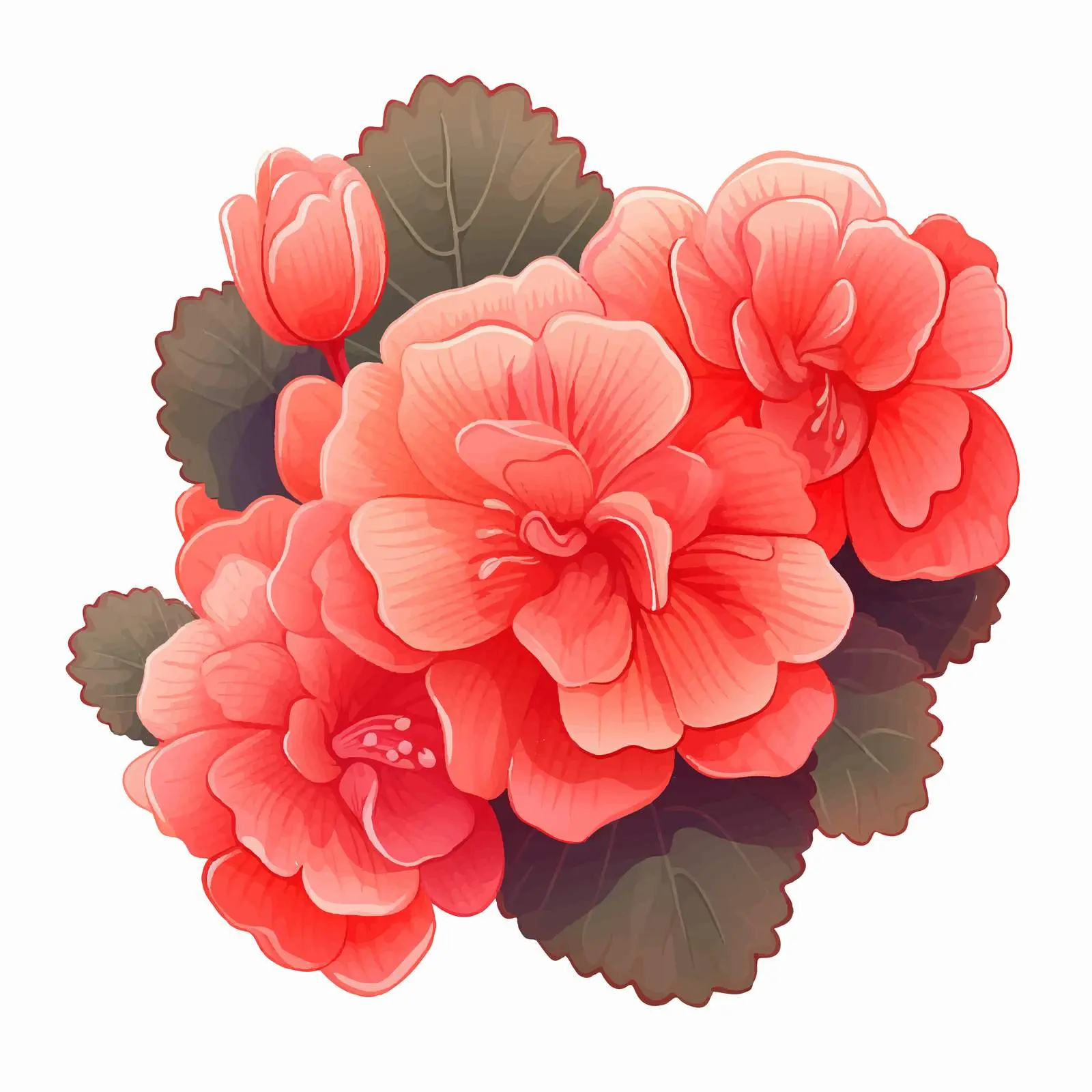 Begonia Flower Vector Illustration on White Background — free download from Dotvec