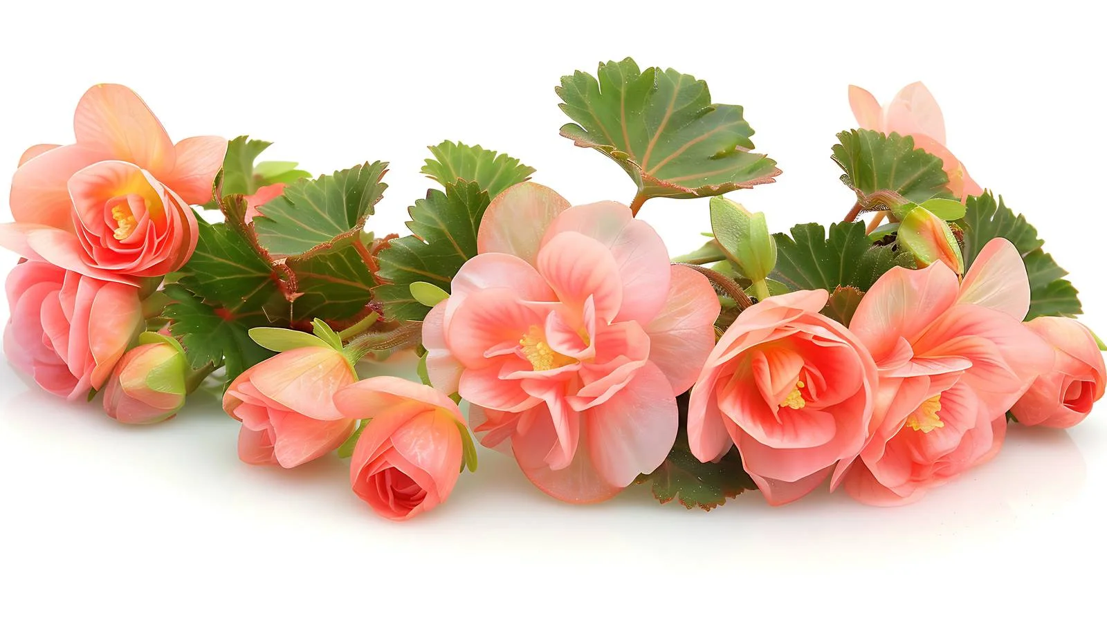 Begonia Flowers Bloom on White Background — free download from Dotvec