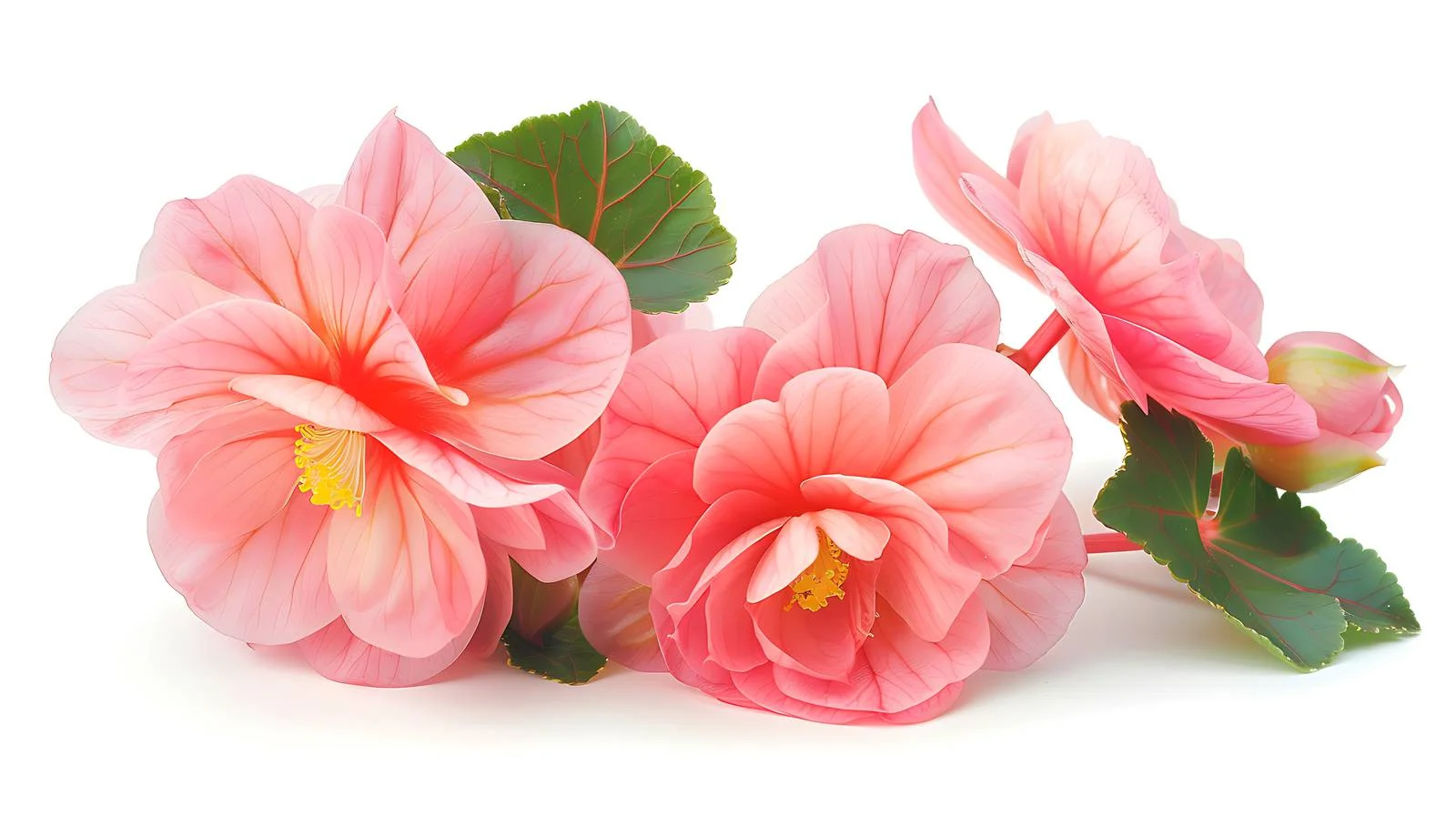 Blooming Begonia Flowers on White Background — free download from Dotvec