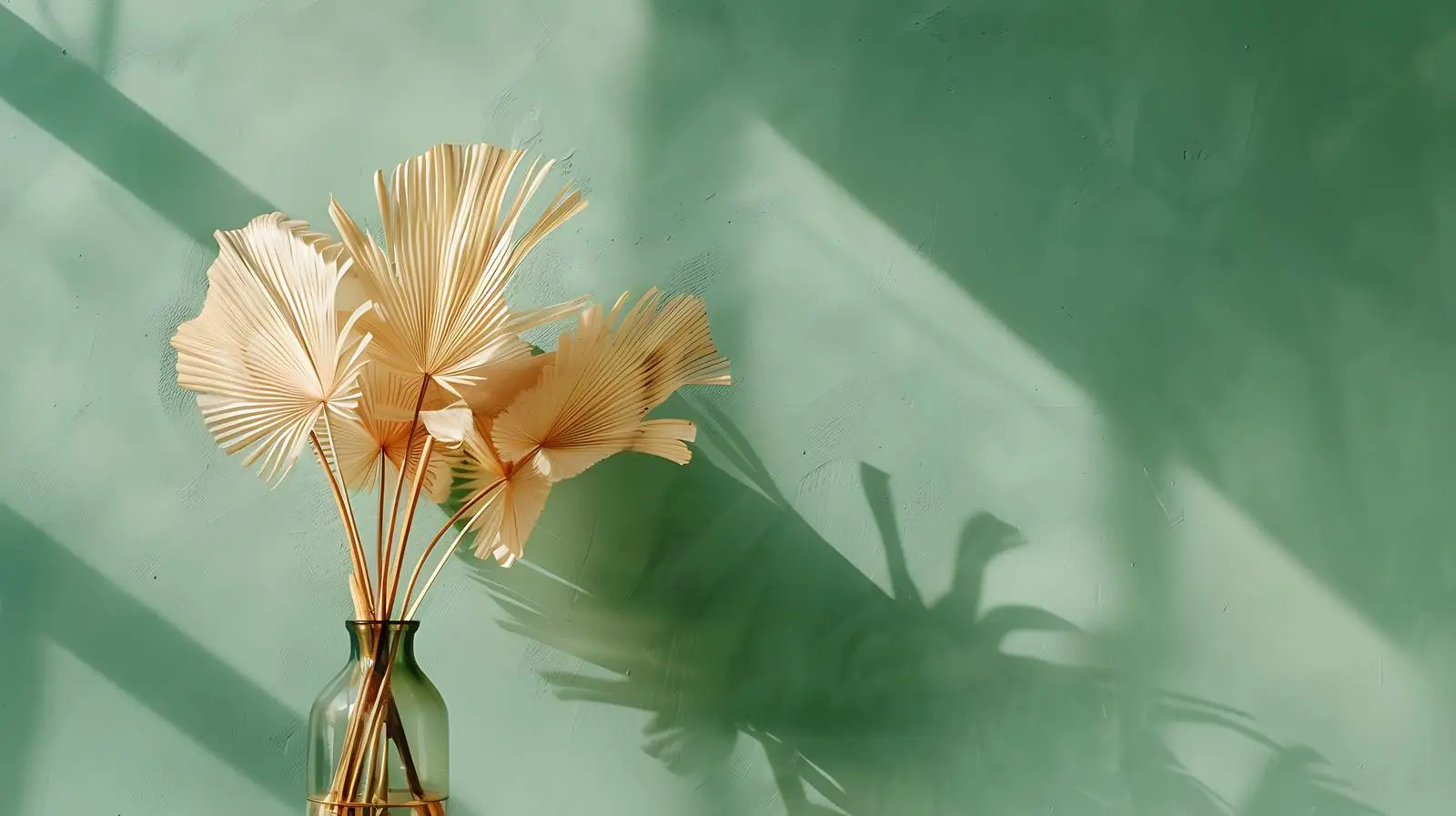 Beige Tan Fan Leaves in Glass Vase — free download from Dotvec