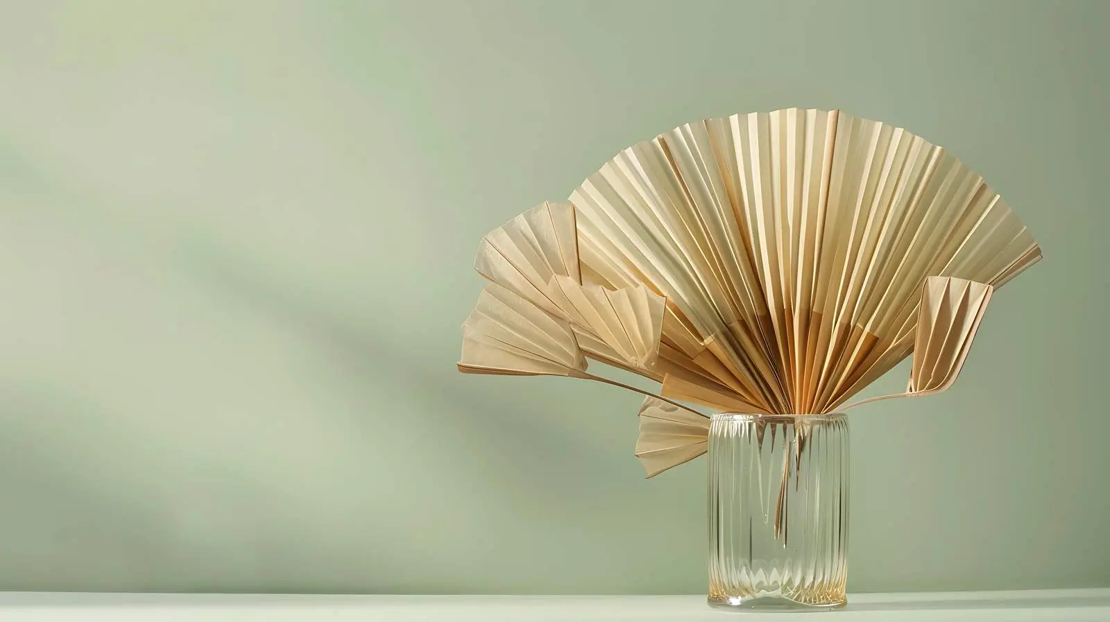 Elegant Beige Tan Fan Leaves in Glass Vase — free download from Dotvec