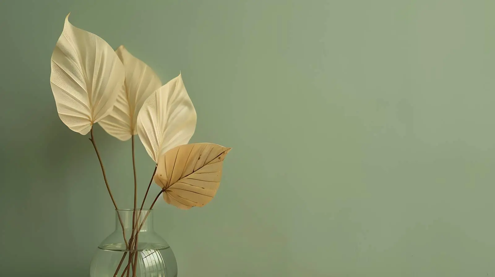 Beige Tan Fan Leaves in Glass Vase — free download from Dotvec