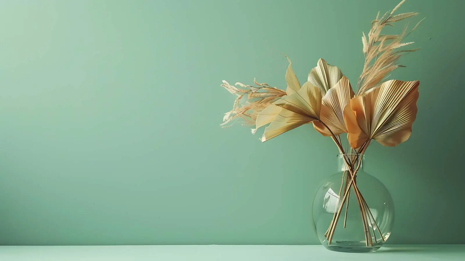 Beige Tan Fan Leaves in Glass Vase — free download from Dotvec