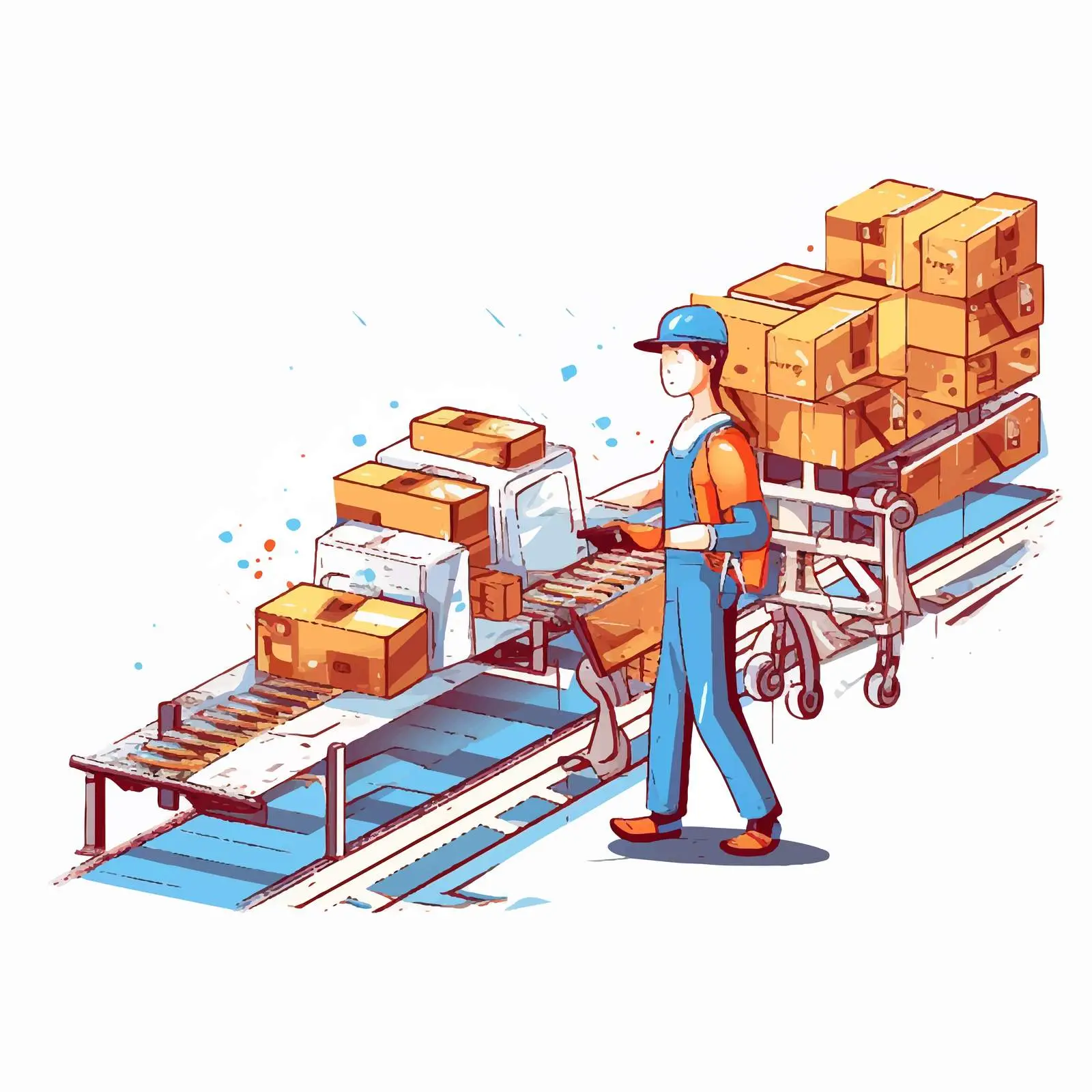 Robotic Arm Belt Conveyor for Cardboard Transport — free download from Dotvec