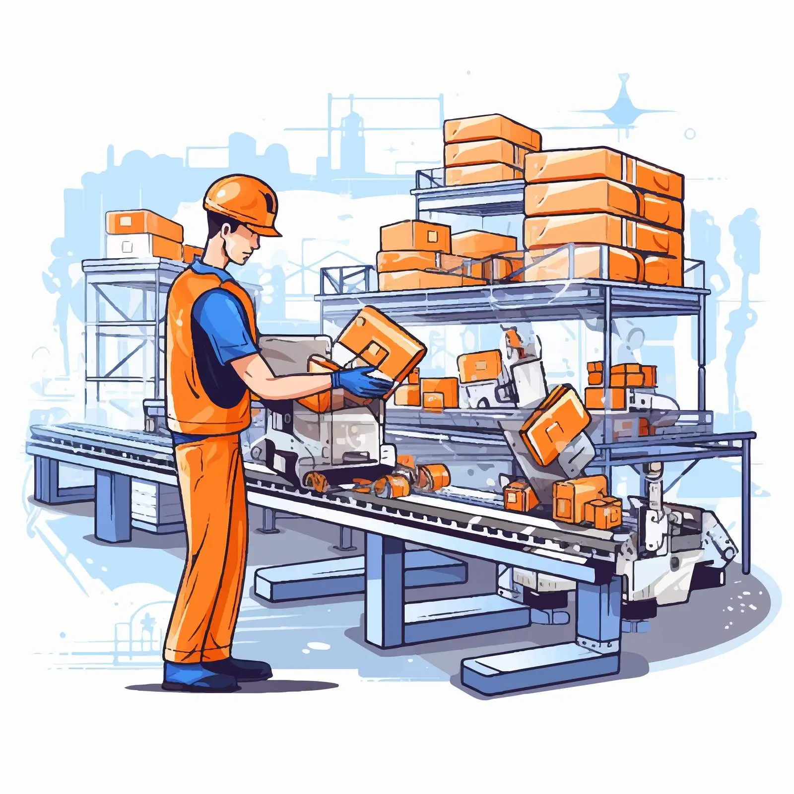 Robotic Arm Belt Conveyor for Cardboard Handling — free download from Dotvec