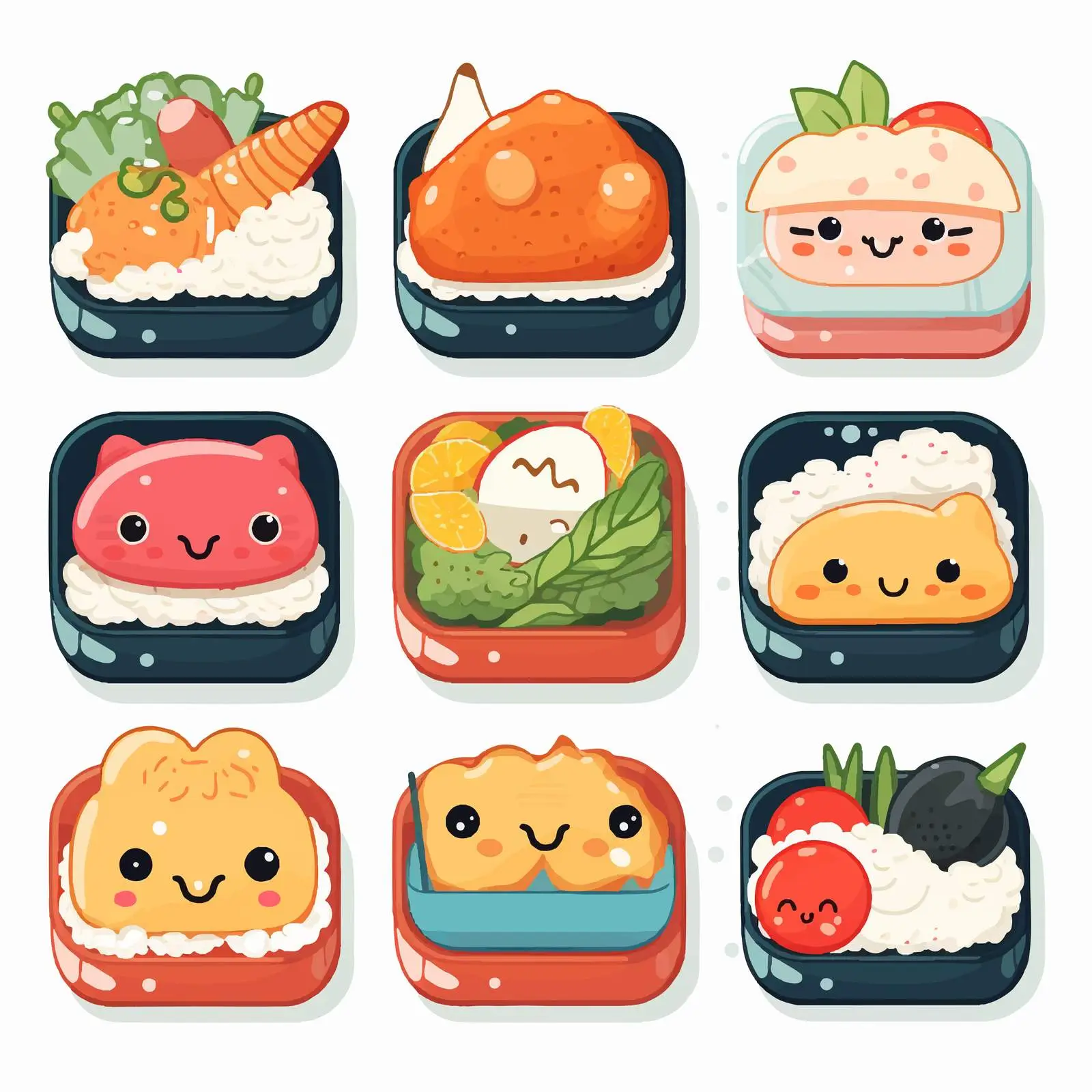 Japanese Bento Lunch Box Set with Asian Cuisine – free traditional dish image from Dotvec