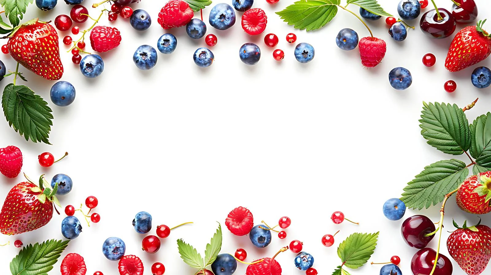 Fresh Berries Border on White Background — free download from Dotvec