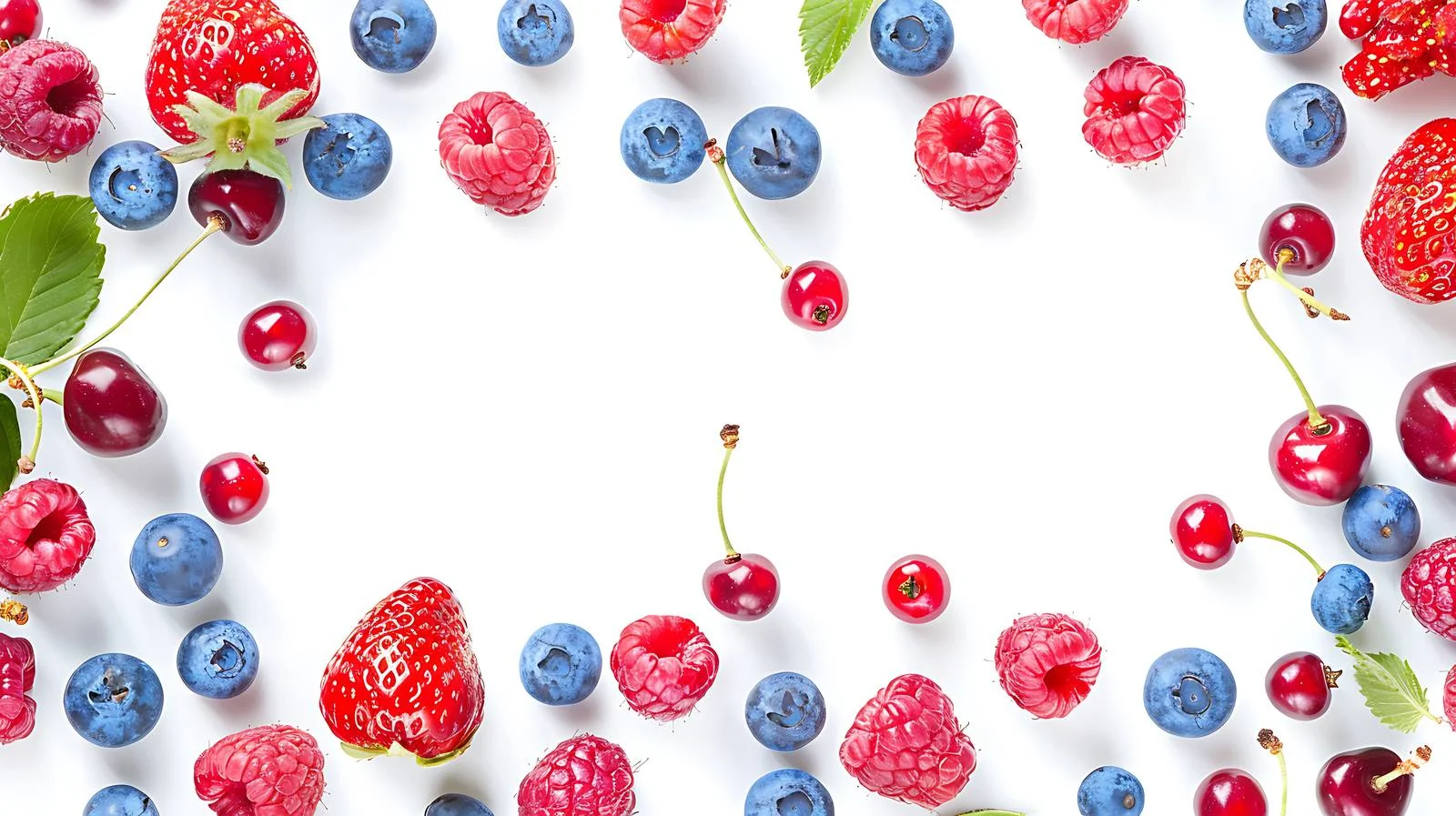 Berry Border on White Background with Strawberries — free download from Dotvec