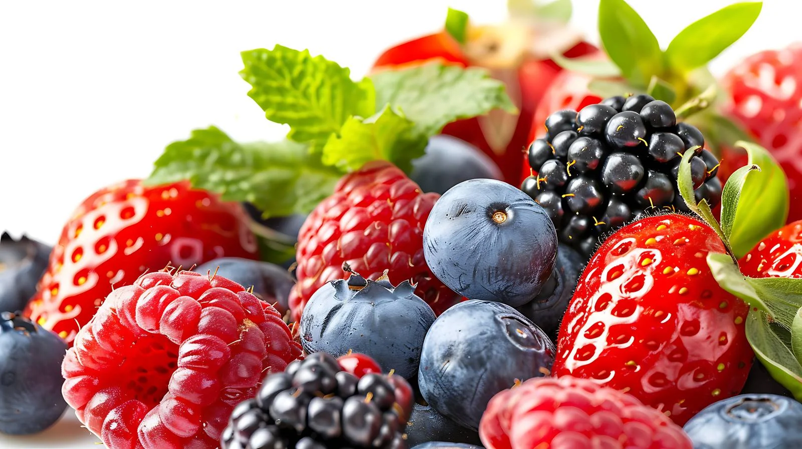 Assorted Colorful Berries on Mint Background — free download from Dotvec