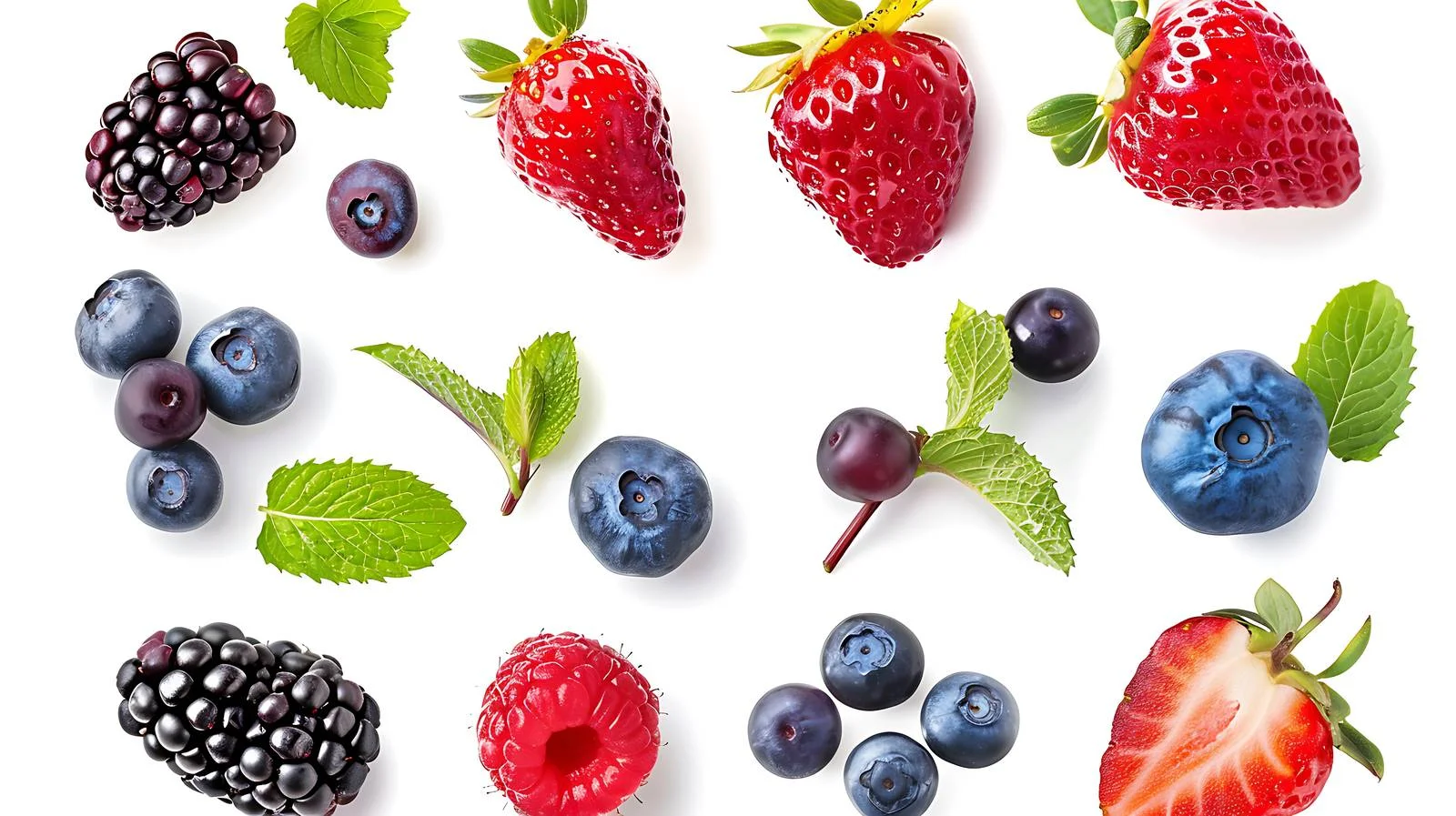 Assorted Vibrant Berries on Mint Background — free download from Dotvec