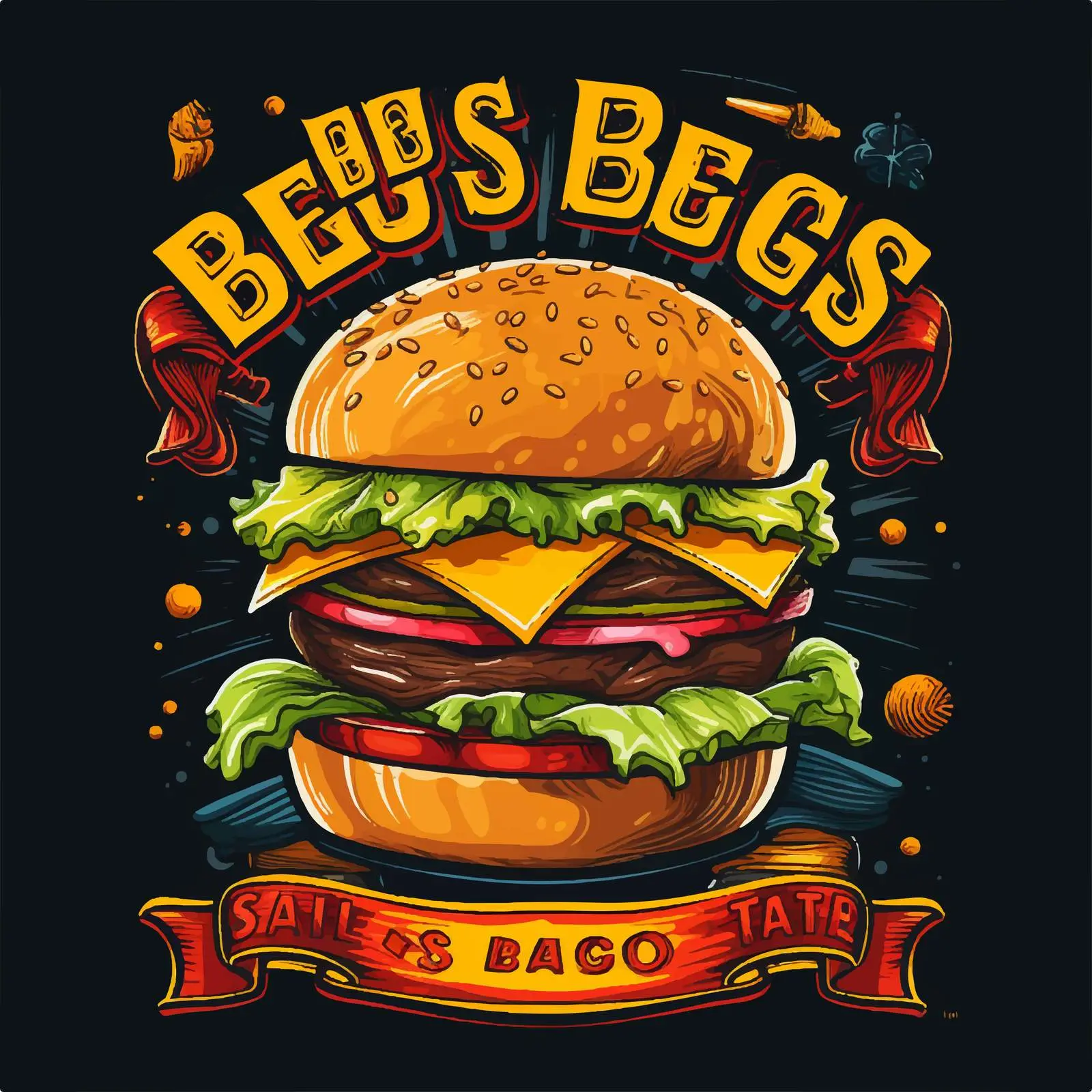 Colorful Hand-Drawn Burger Advertising Banner — free download from Dotvec
