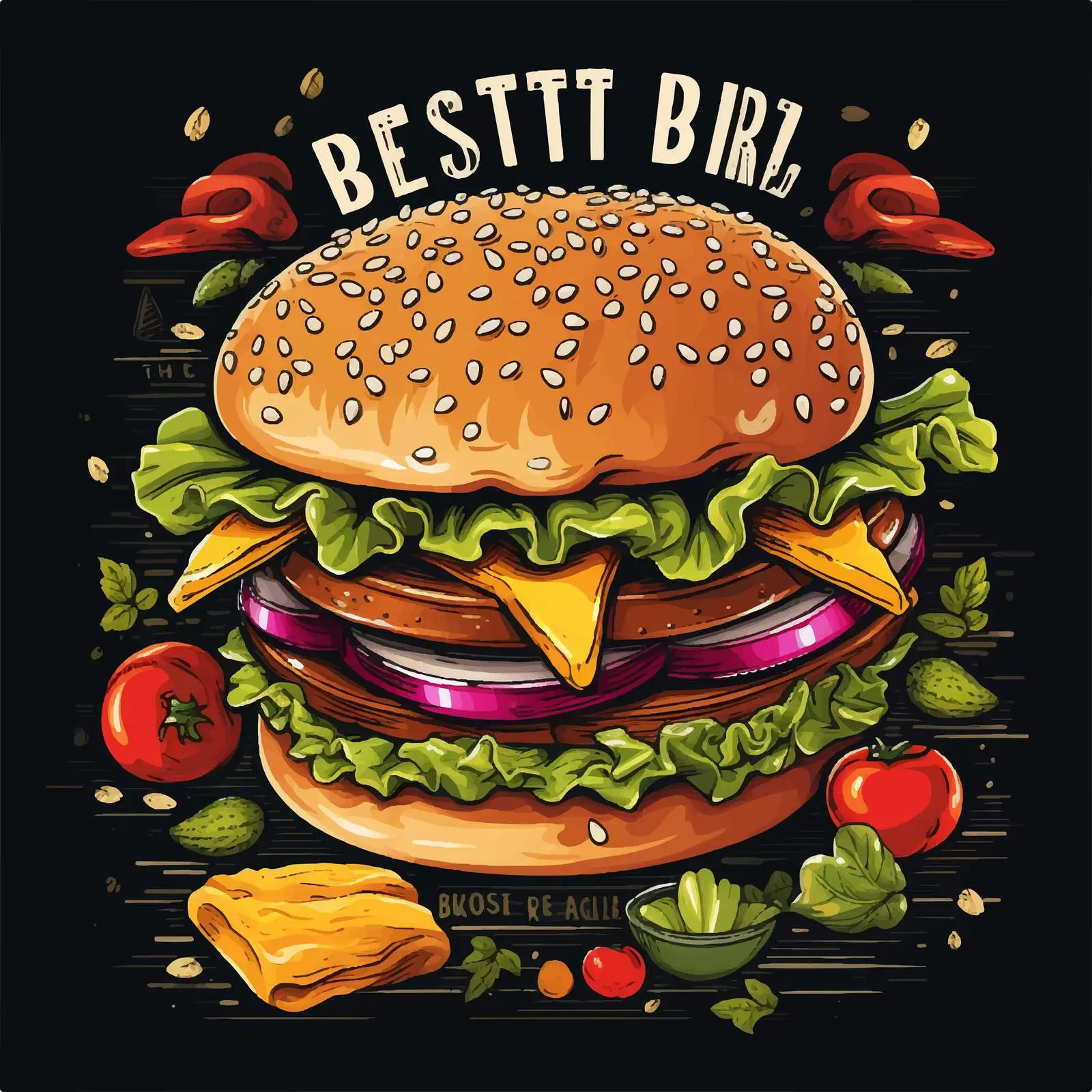 Colorful Hand-Drawn Burger Advertising Banner — free download from Dotvec