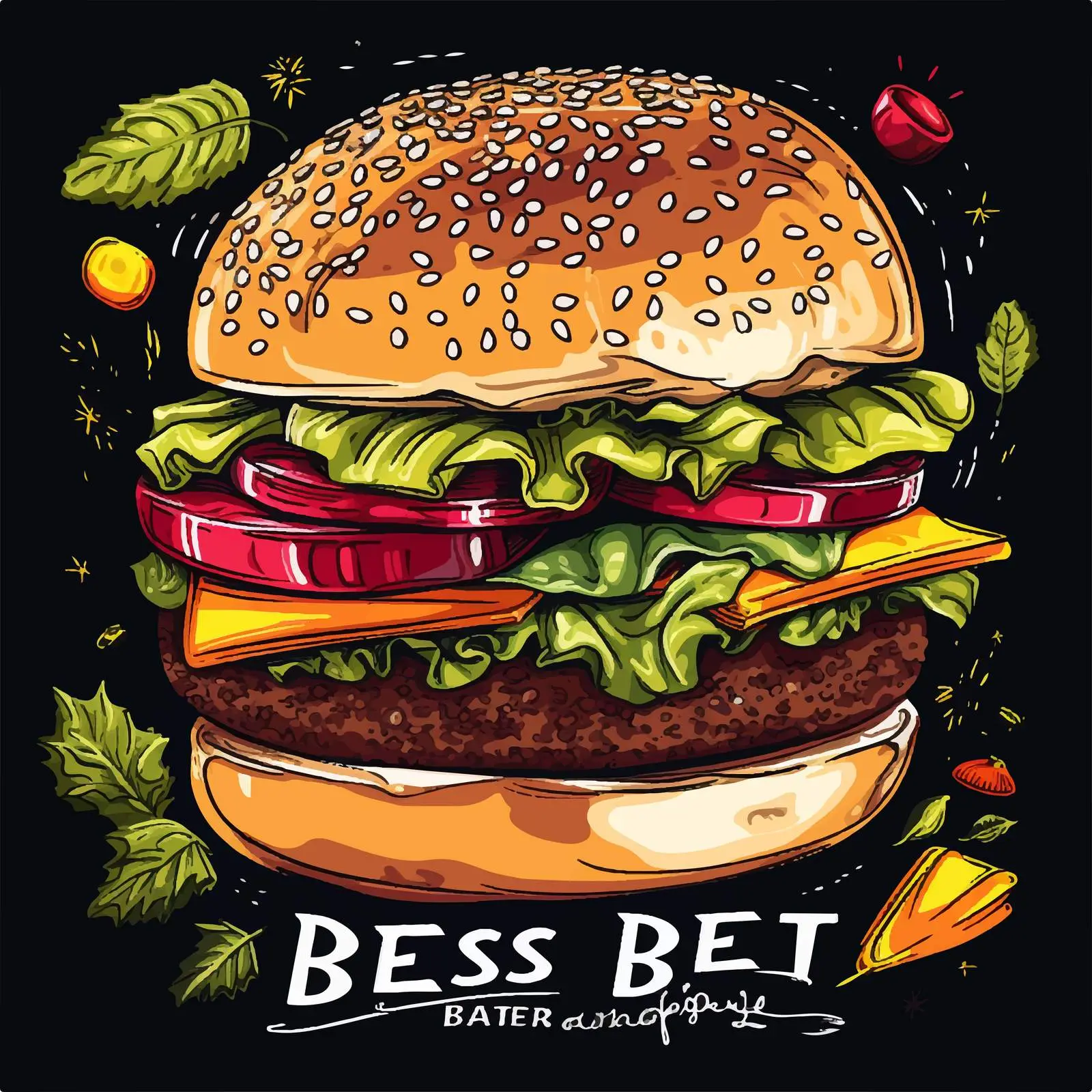 Colorful Hand-Drawn Burger Advertising Banner — free download from Dotvec