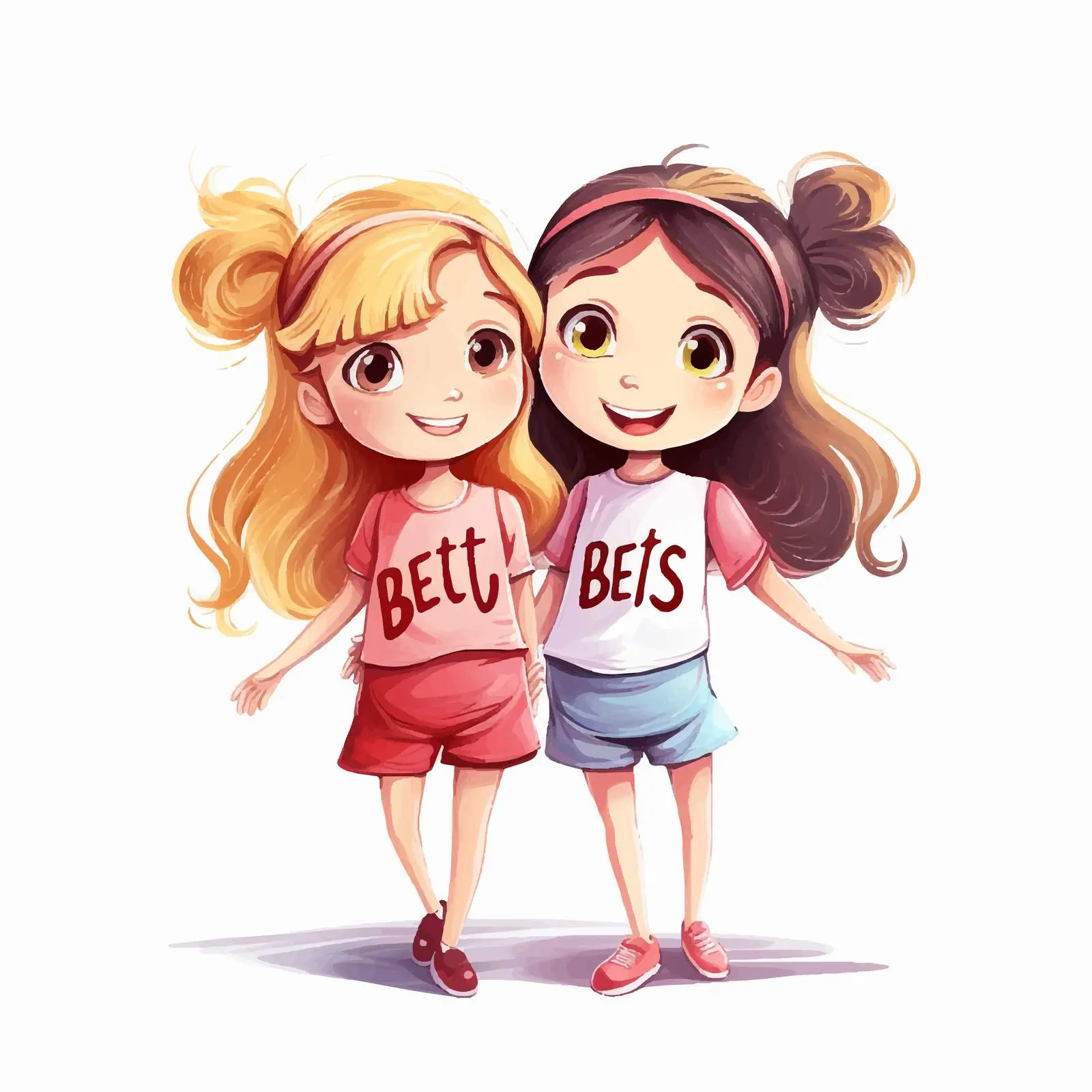 Best Friend Cartoon Characters with Lettering — free download from Dotvec