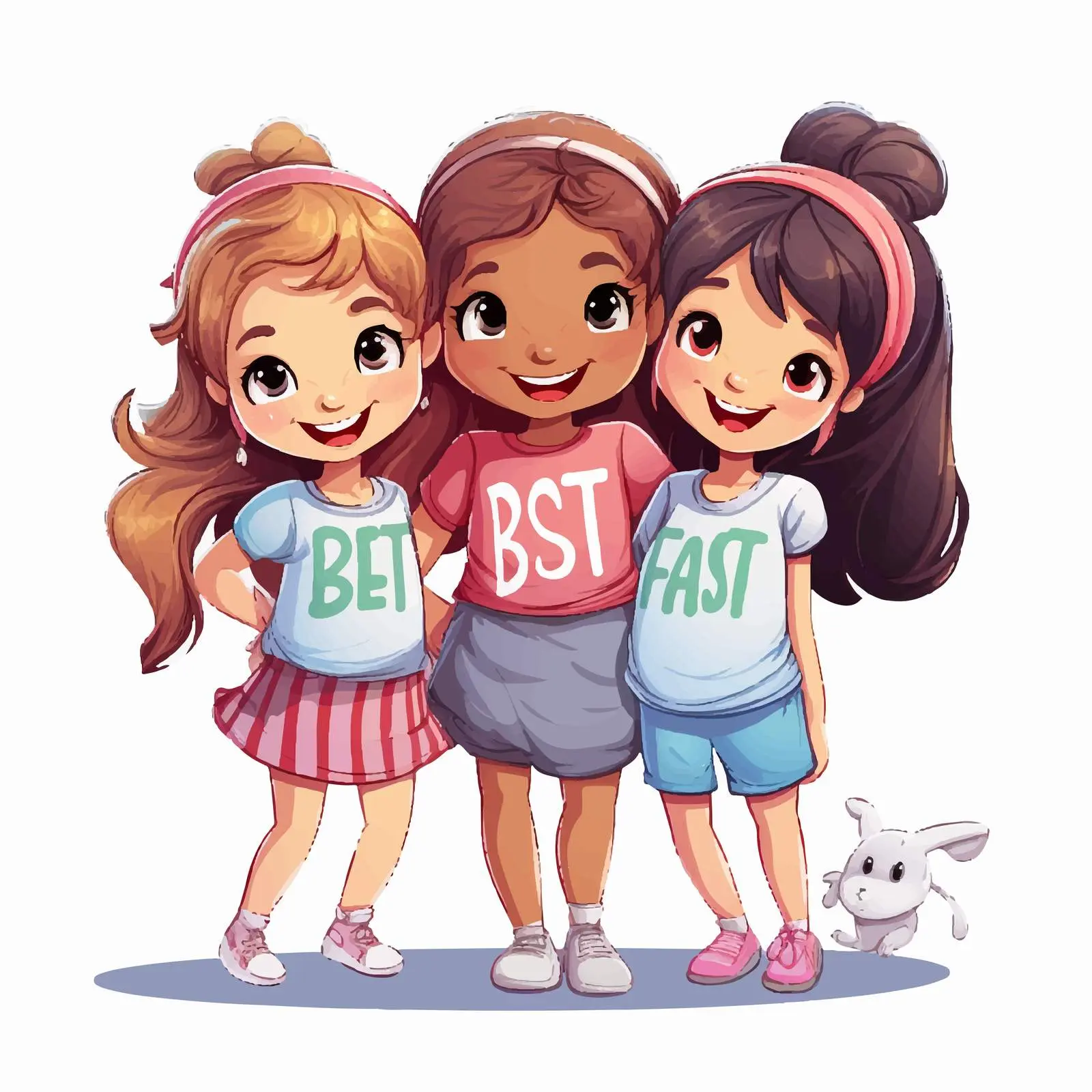 Best Friends Cartoon Characters with Lettering — free download from Dotvec