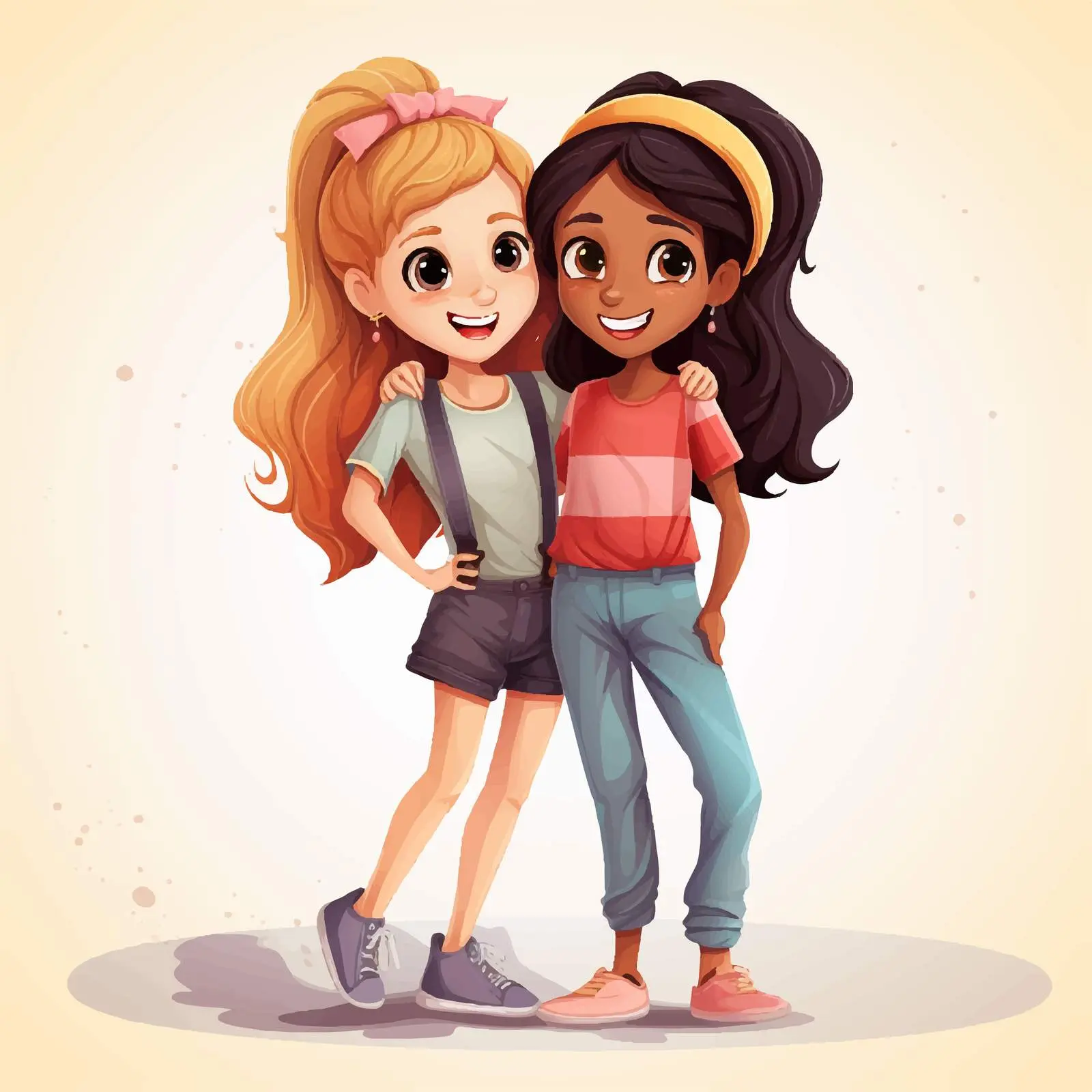 Best Friend Girls Cartoon Character Illustration — free download from Dotvec